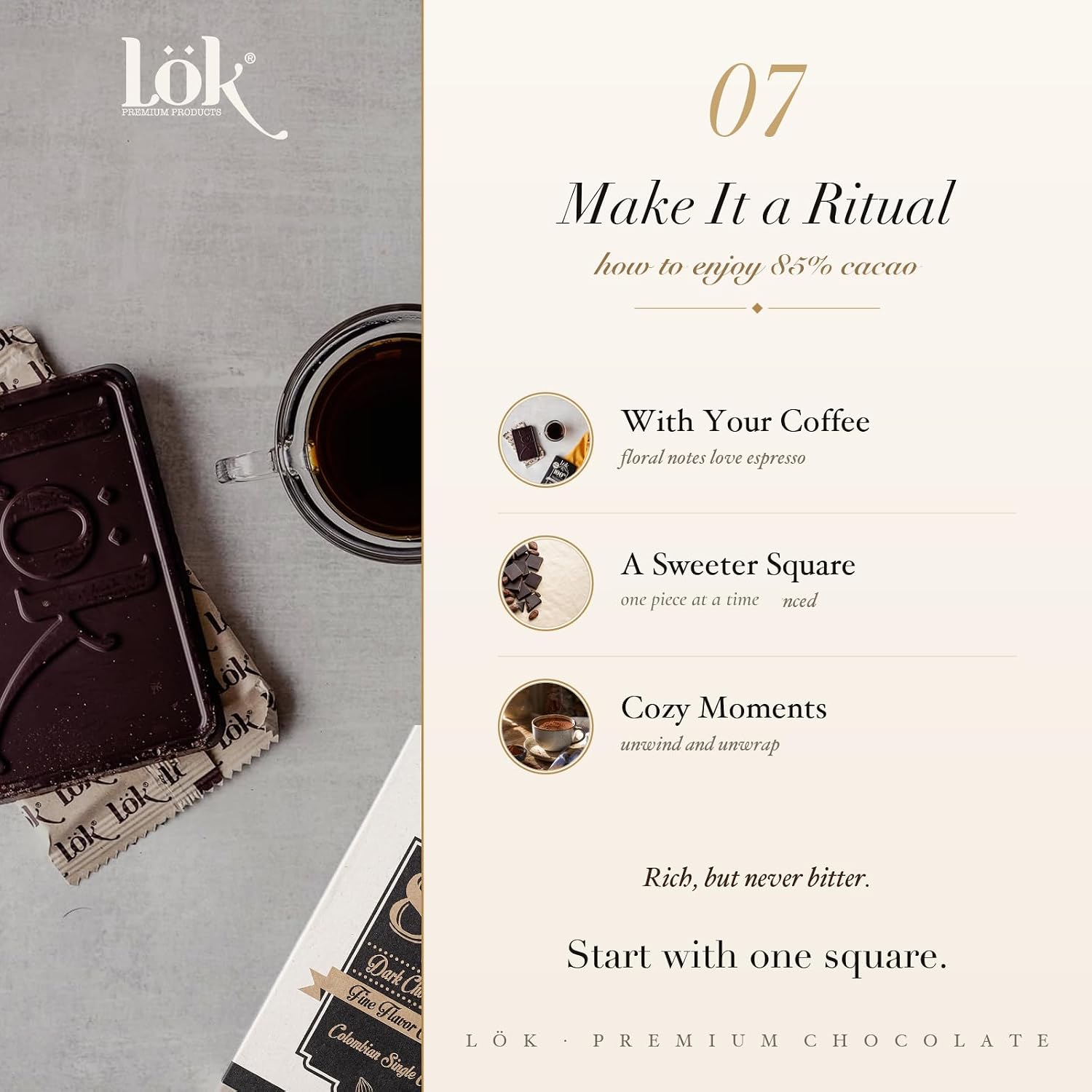 Lök Foods Dark Chocolate Bar 100% Cacao | Fair Trade, Kosher, Gluten Free, Vegan, Bean-to-Bar, Sugar-Free, No Sugar Alcohol, No Artificial Sweetener