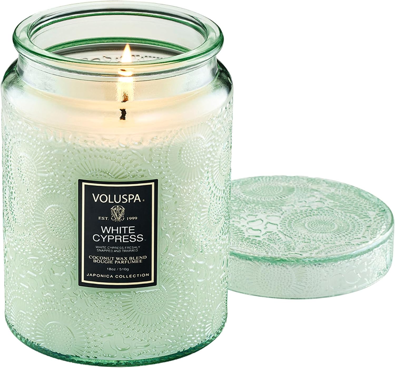 Voluspa French Cade Lavender Large Scented Candle Jar 18 Oz, 100 Hr Burn | Coconut Wax Blend in Decorative Glass, Clean Even Burn, USA Handcrafted Gift for Hosts, Fragrance Lovers & Relaxed Rooms