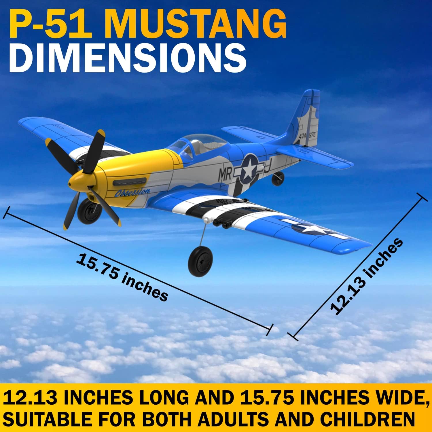 LEAMBE 4 Channel RC Plane, Ready to Fly Aerobatic Aircraft, Easy Control for Beginners, P51 Mustang RC Airplane Best Gift for Adults
