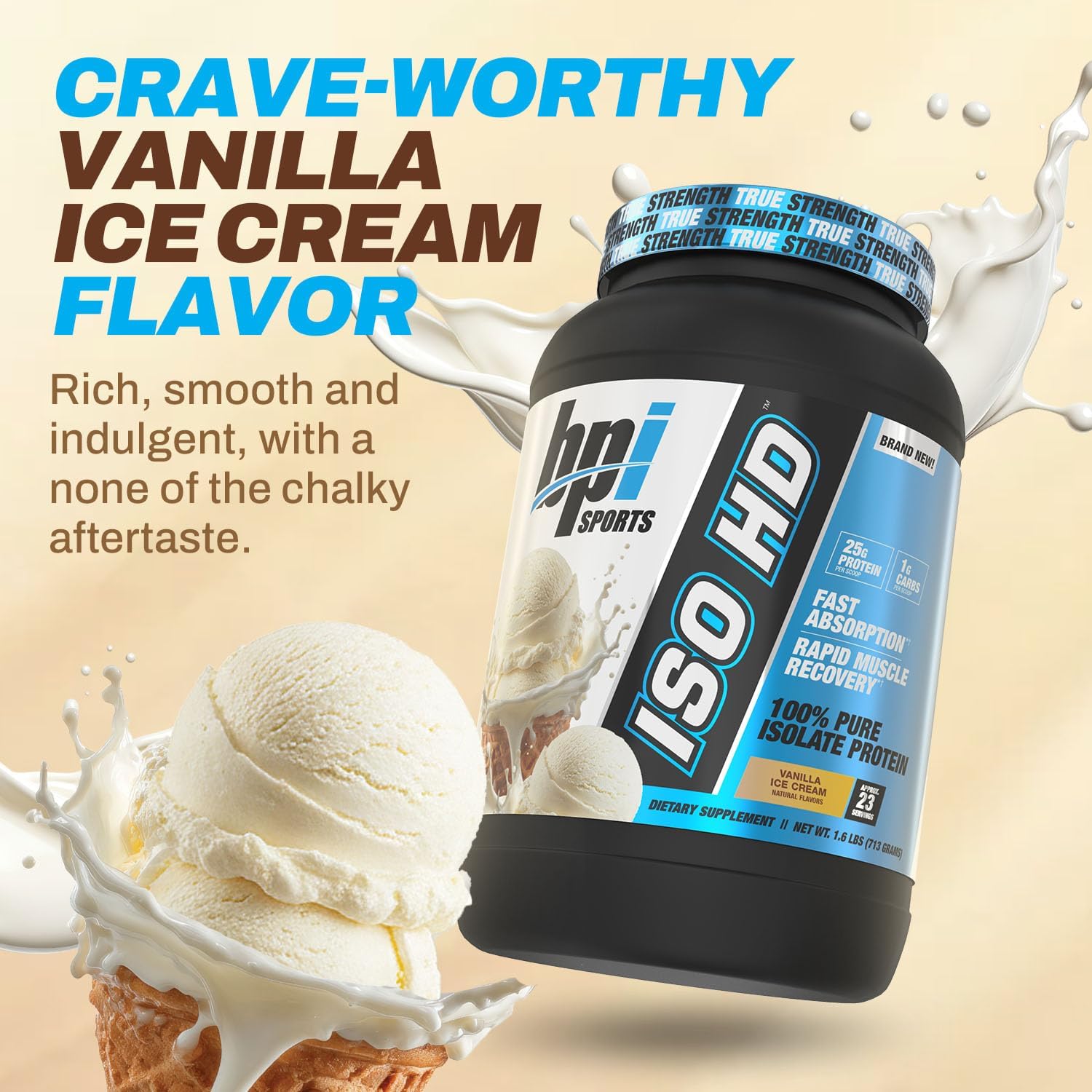 BPI Sports ISO HD Isolate Protein Powder – 100% Whey Isolate, Protein Powder for Muscle Gain - Chocolate Brownie, 5.4 Pounds - 69 Servings