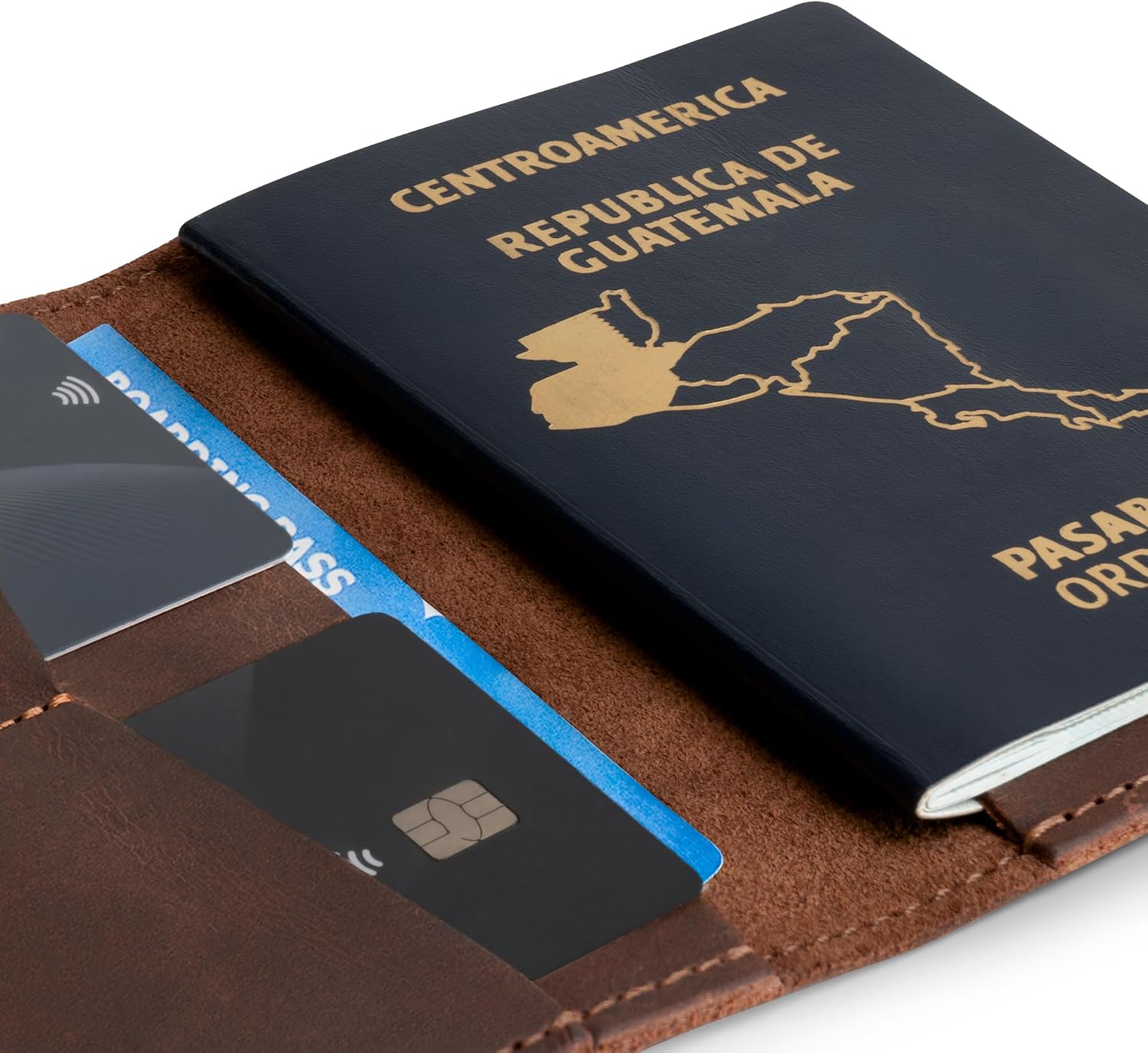 Hide & Drink, Passport and Card Organizer, Holds Up to 6 Cards Plus Folded Bills, Travel Essentials Sleeve Case, Full Grain Leather, Handmade