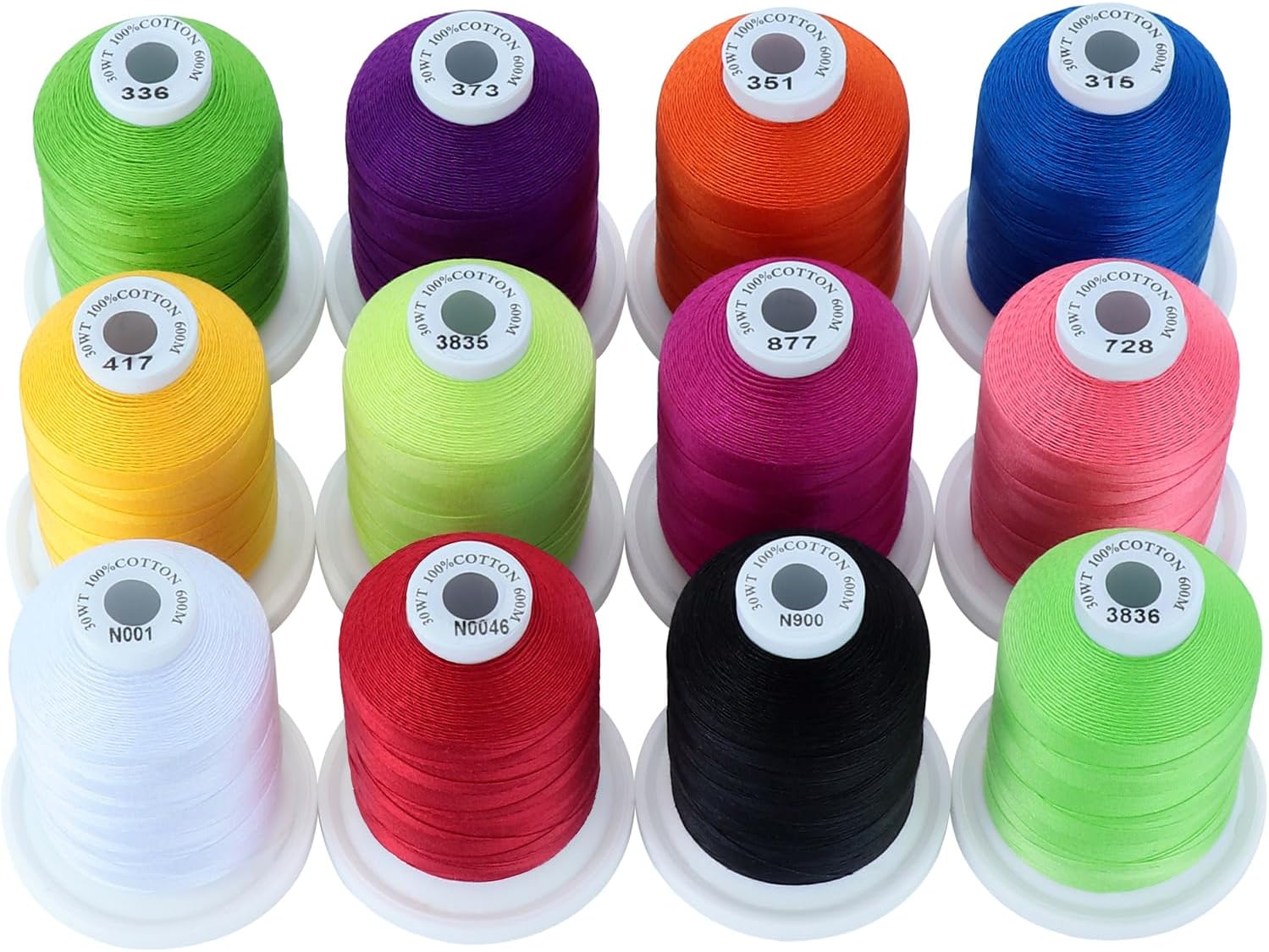 New brothread Multi-Purpose 100% Mercerized Cotton Threads -5 White+5 Black