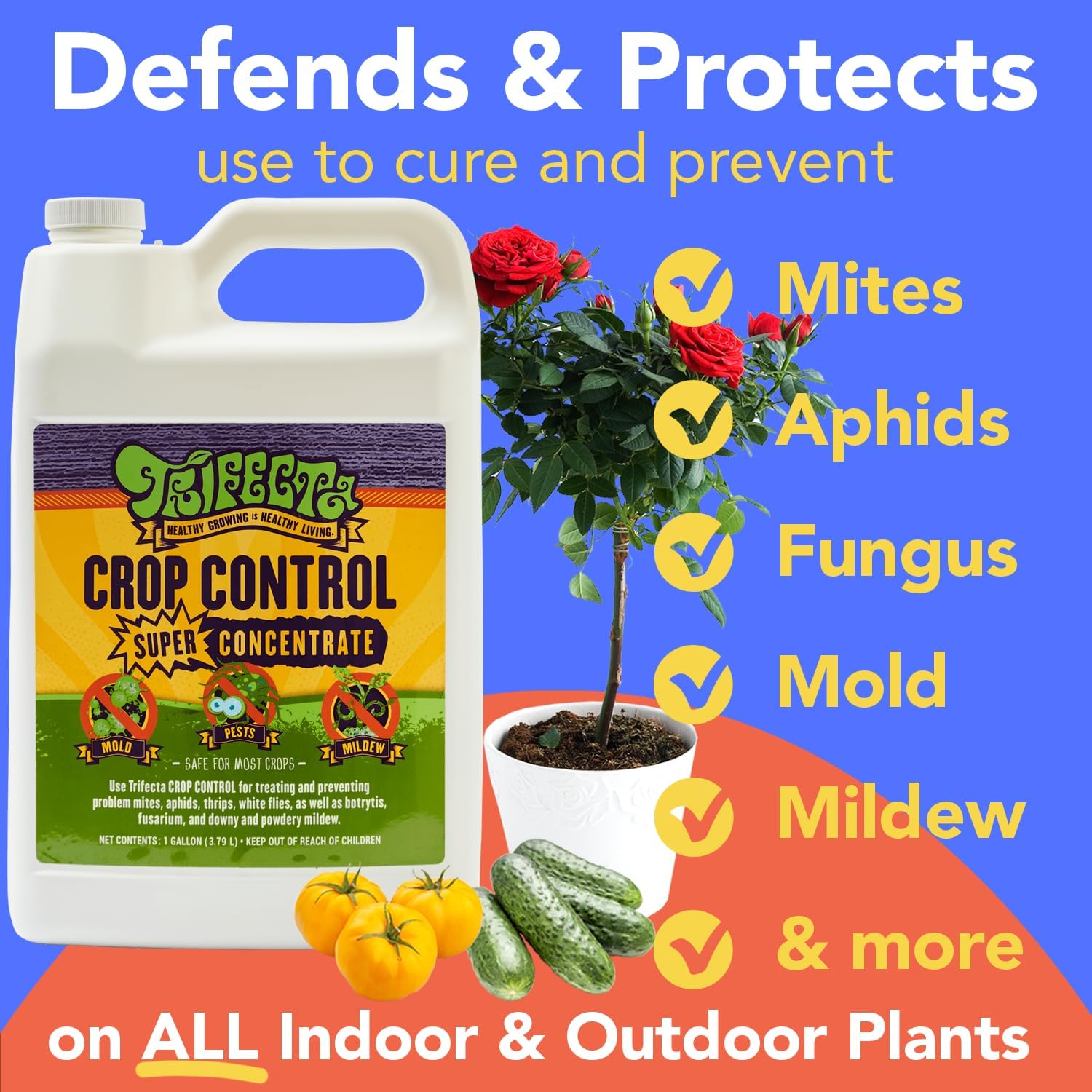 Trifecta Crop Control Super Concentrate | 4 oz | All-in-One Pesticide, Fungicide, Miticide And Insecticide | For Spider Mites, Mildew, Mold And Botrytis
