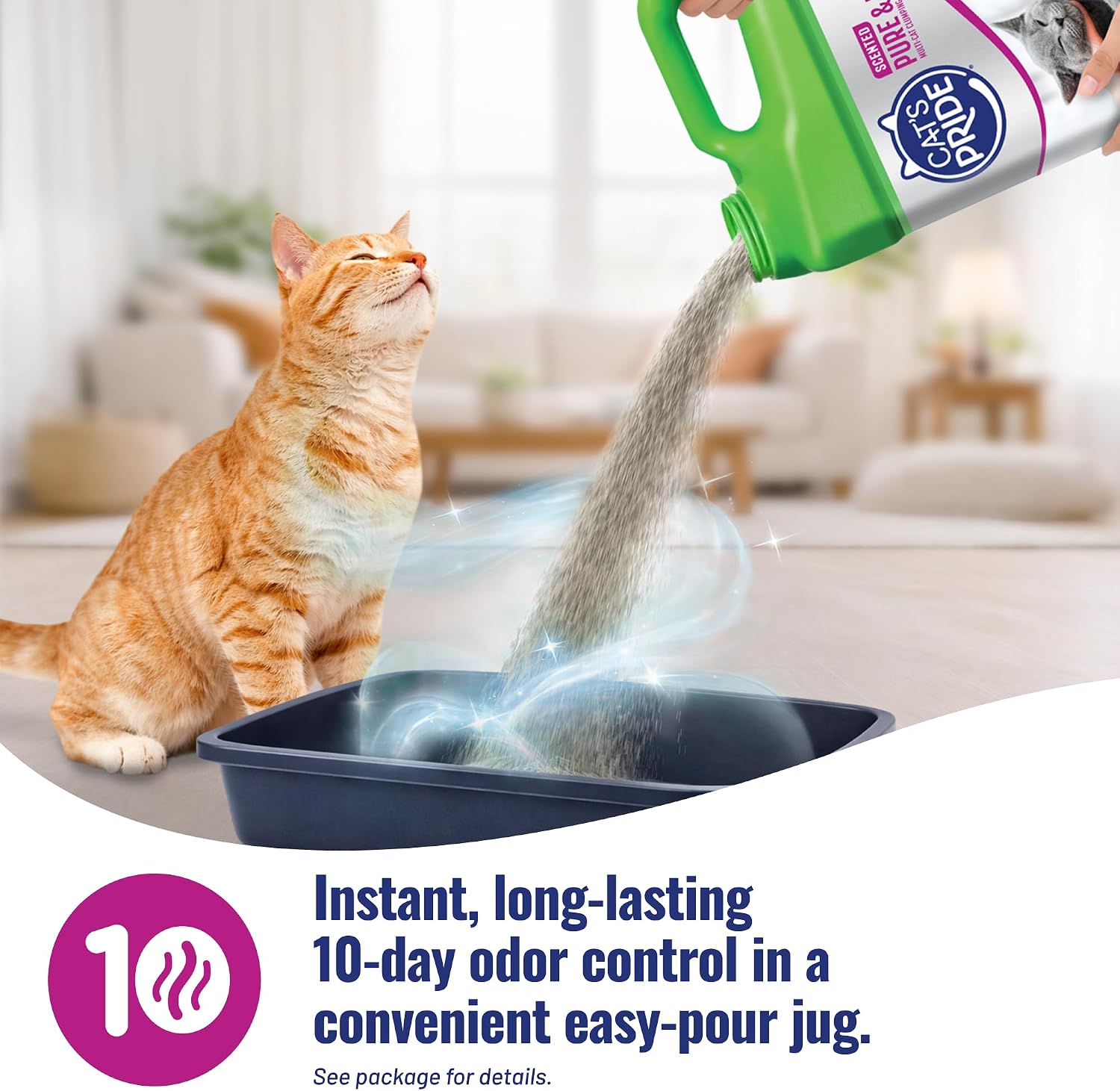 Cat's Pride Premium Lightweight Clumping Litter: Pure & Fresh - Up to 10 Days of Powerful Odor Control - Multi-Cat, Scented, 10 Pounds