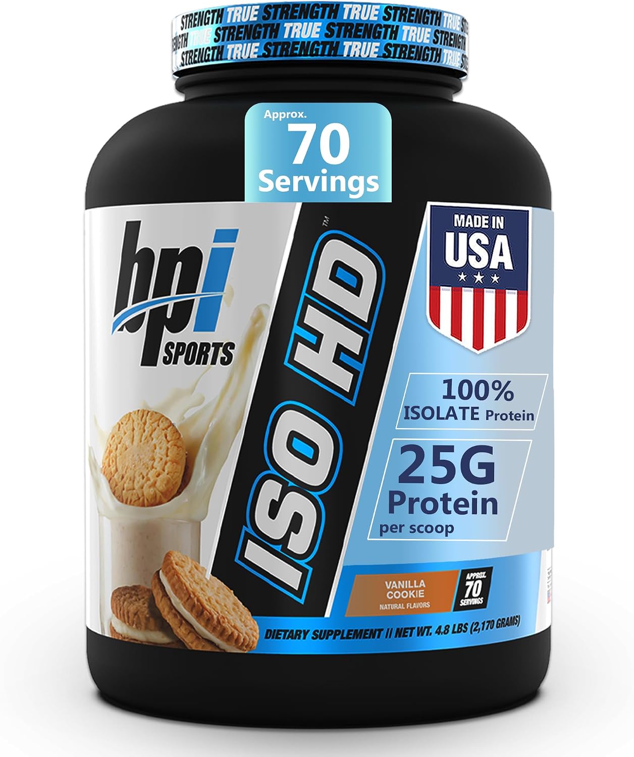 BPI Sports ISO HD Isolate Protein Powder – 100% Whey Isolate, Protein Powder for Muscle Gain - Chocolate Brownie, 5.4 Pounds - 69 Servings