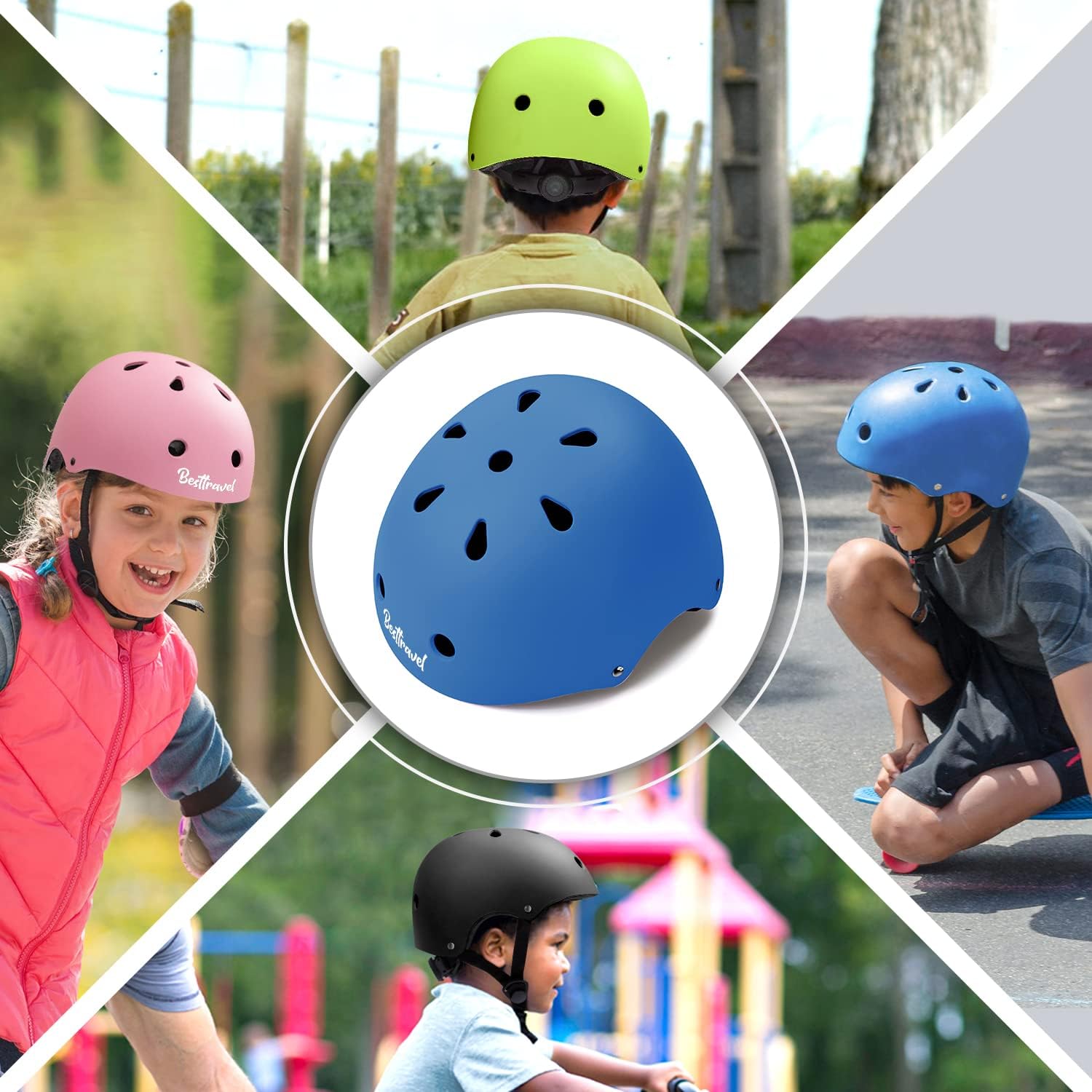 Besttravel Kids Helmet, Toddler Adjustable Kids Ages 3-8 Years Old Boys Girls Multi-Sports Safety