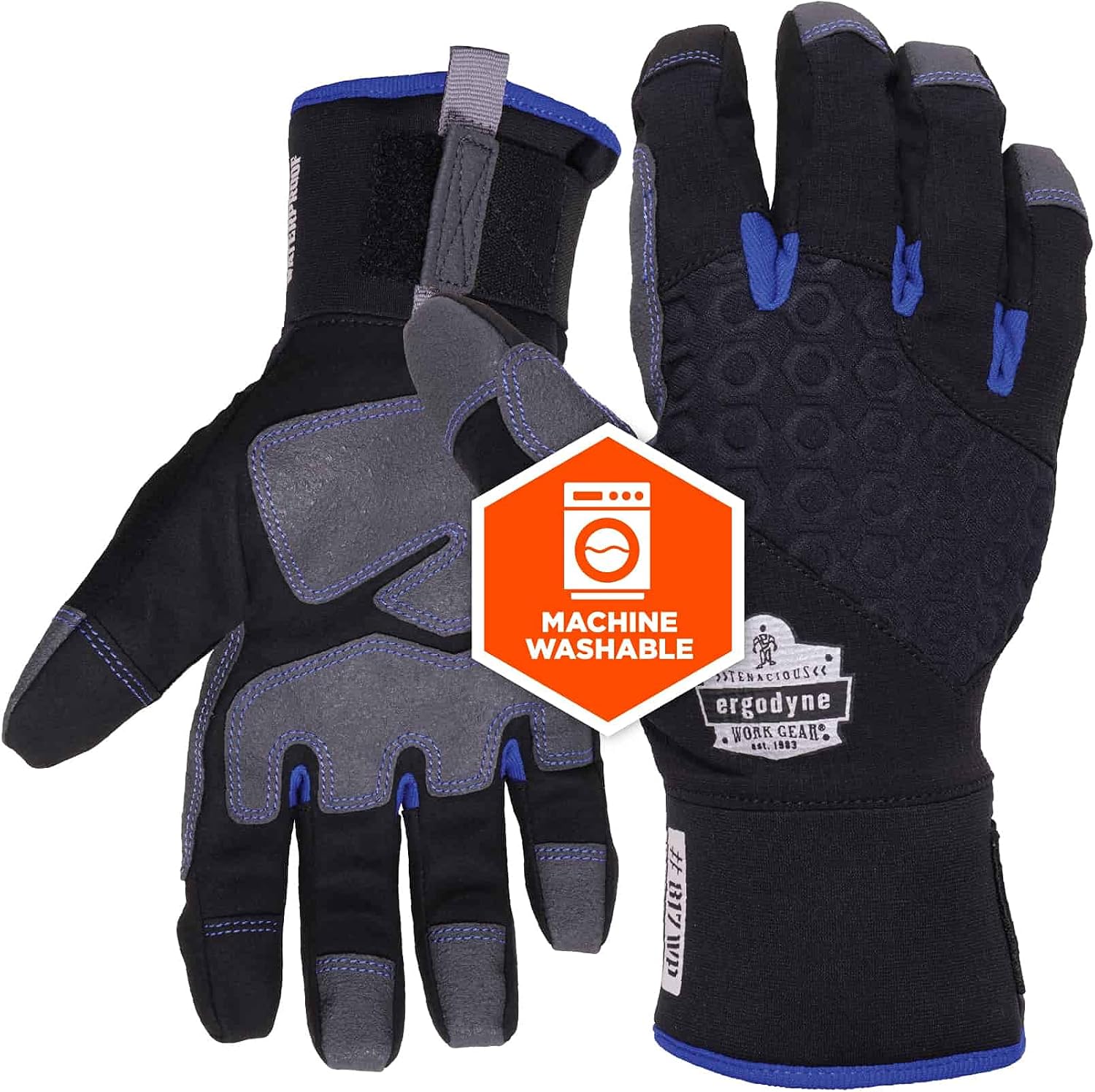 Ergodyne unisex adult Reinforced Thermal Waterproof Winter Work Gloves, Black, Large Pack of 1 US