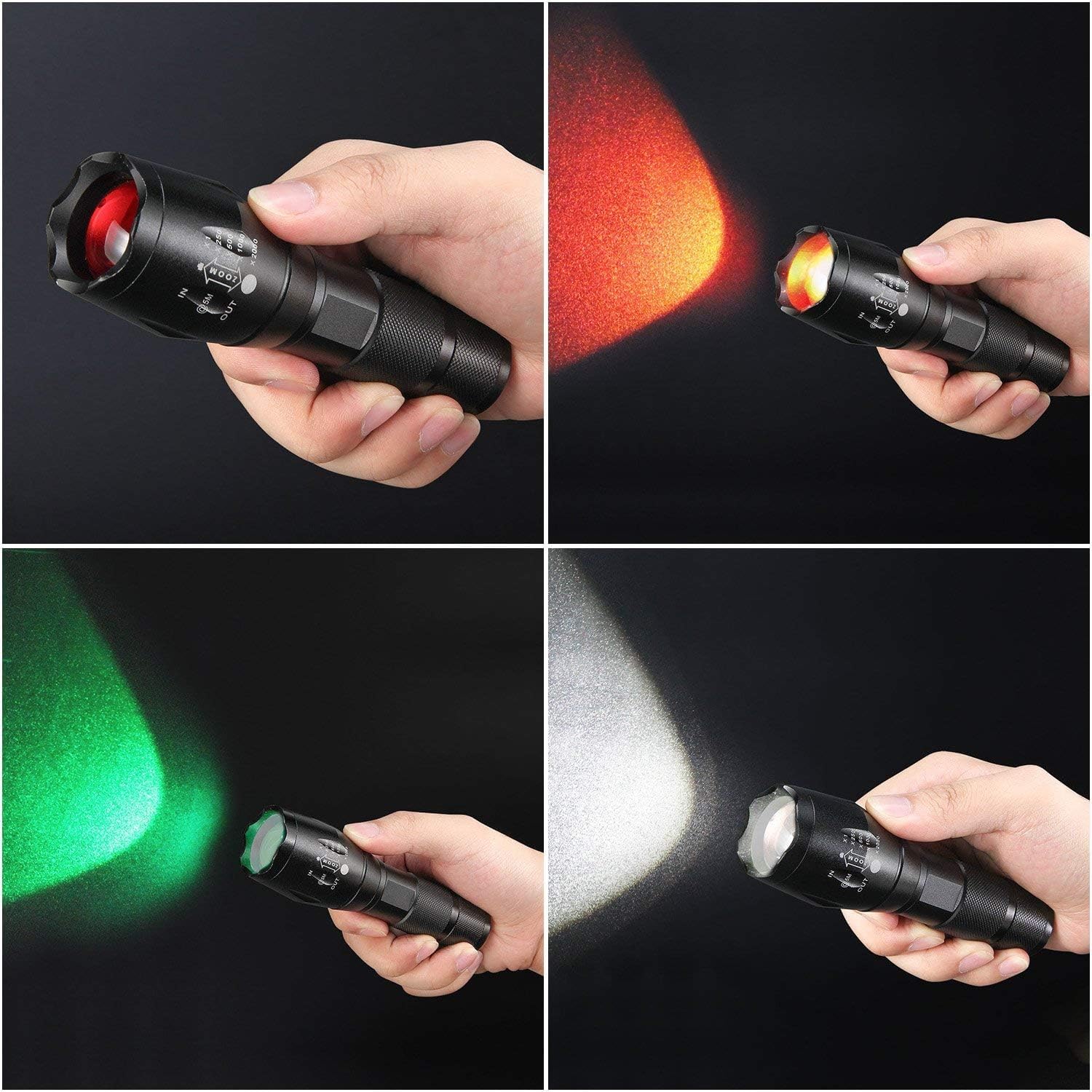 ULTRAFIRE A100 Tactical Flashlight, 800 Lumens 5 Modes LED Zoomable Hunting Flashlight Torch with Duty Belt Flashlight Holster