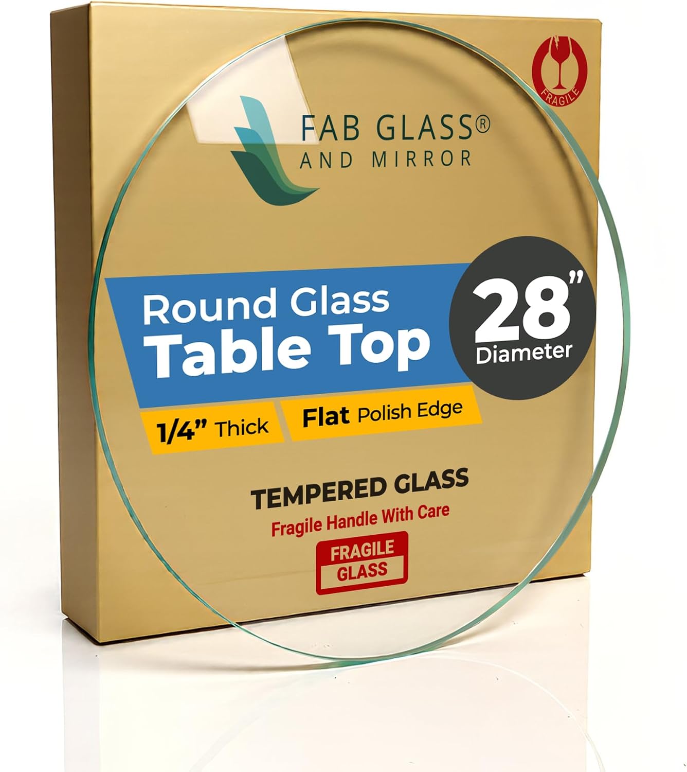 22 Inch Round Tempered Beveled Polished Edge Glass Table Top -1/2” Thick Round Glass Table Top–Heavy Duty, Dining, Coffee, and Office Tables by Fab Glass and Mirror