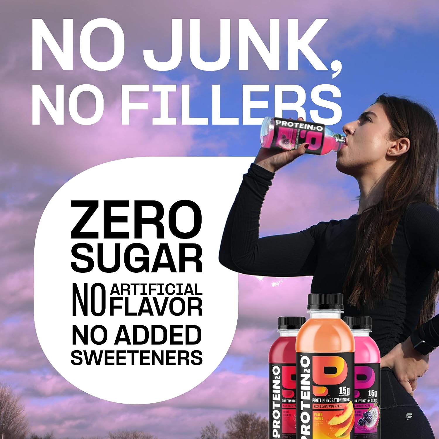 Protein2o 15g Whey Protein Infused Water, Peach Mango, 16.9 Oz Bottle (Pack of 12)