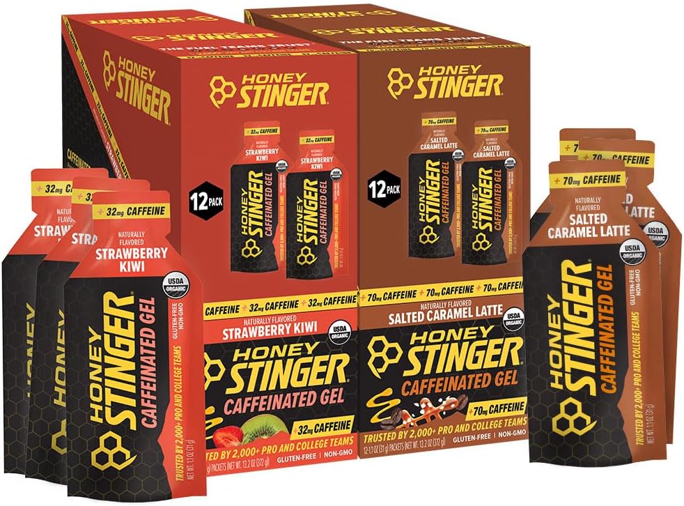 Honey Stinger Gold Energy Gel, Gluten Free & Caffeine Free, for Exercise, Running and Performance, Sports Nutrition for Home & Gym, Pre and Mid Workout, 24 Pack, 26.4 Ounce | sports-nutrition-endurance-and-energy-chews