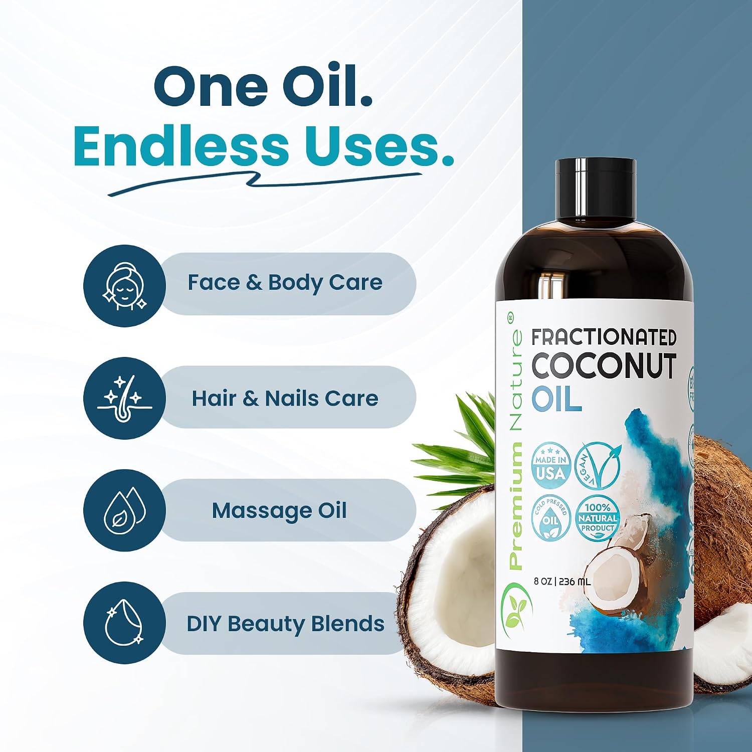Fractionated Coconut Oil for Skin Moisturizer with Pump Massage Oils Best Carrier for Essential Oils Mixing Body OUL for Dry Skin Moisturizer Natural Oi for Face Hair Body 1 Gallon
