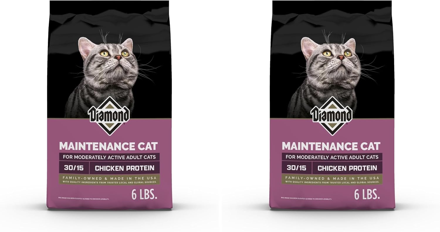 Diamond Maintenance Adult Dry Cat Food, Chicken Protein, 20lb | For Moderately Active Cats | Omega Fatty Acids to Help Support Skin & Coat Health | Taurine for Heart & Eye Health