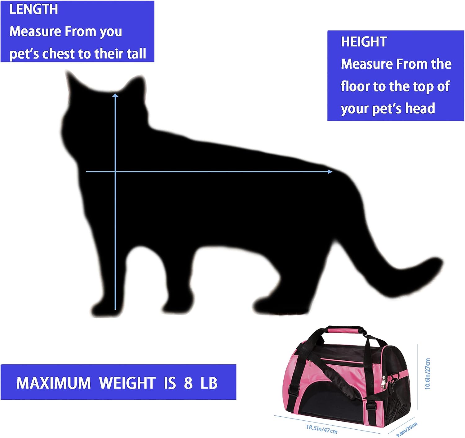 MuchL Cat Carrier for Cats Soft-Sided Travel Pat Carrier for Cat with Wooden Padding Board Airline Approved Lightweight Comfortable Cat Bag for