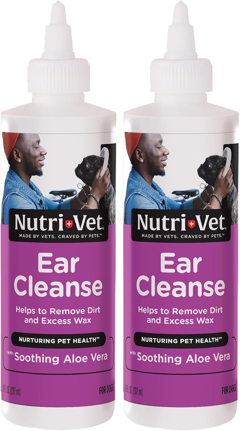 Nutri-Vet Dog Ear Cleaner, Ear Wash for Dogs, Aloe Vera Formula, 8oz | Dog Ear Cleaner Solution, Ear Flush for Dogs, Aloe Vera, Salicylic Acid Formula, Wax Removal, Debris Removal, Deodorizes