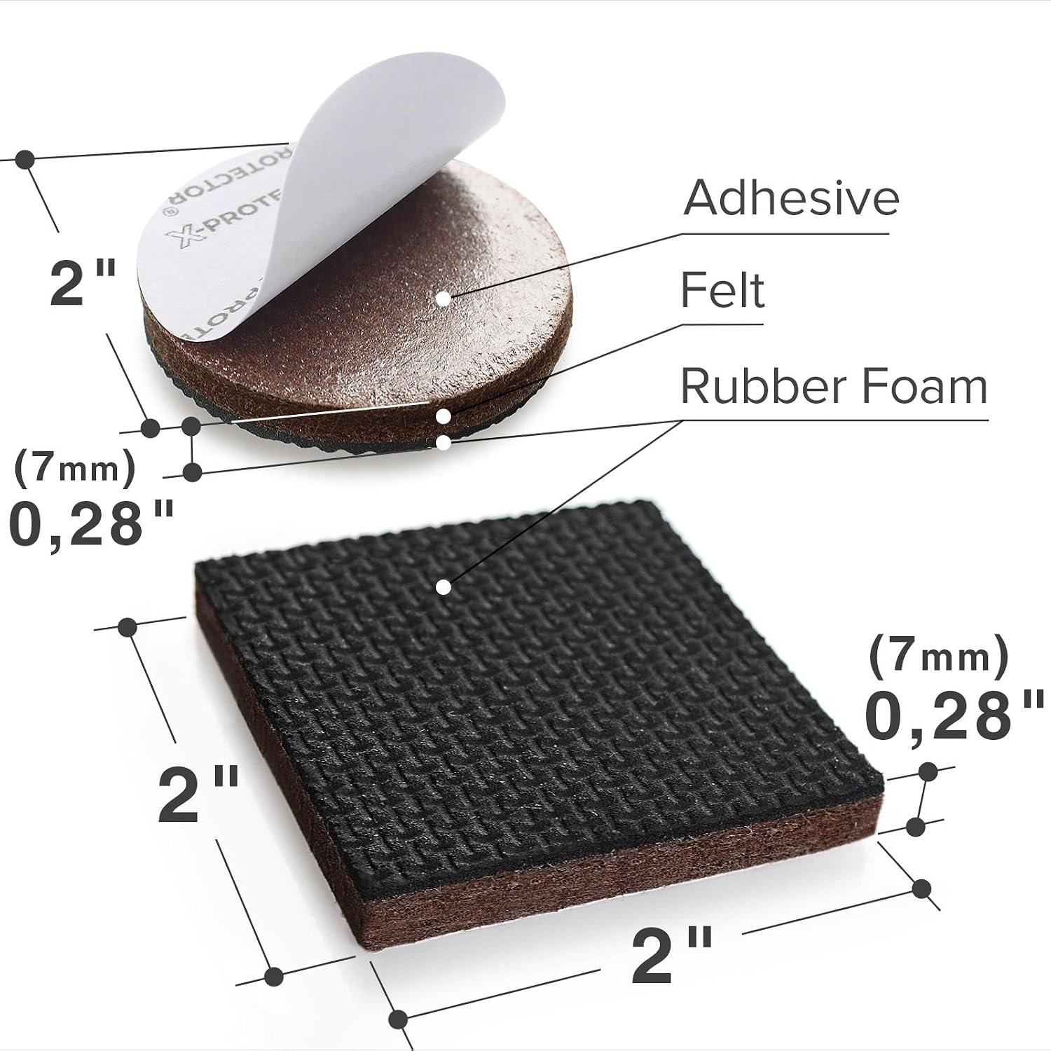 X-PROTECTOR Non Slip Furniture Pads – 12 Premium Furniture Grippers 3"! | Best SelfAdhesive Rubber Feet Furniture Feet – Ideal Non Skid Furniture Pad Floor Protectors – Keep Furniture in Place!