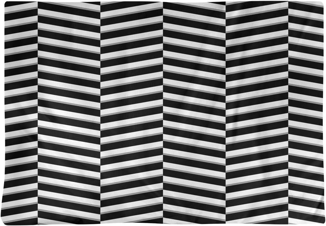 Dana Strider Two Color Fractured Stripes Table Placemat, 18 x 14, Black & White
