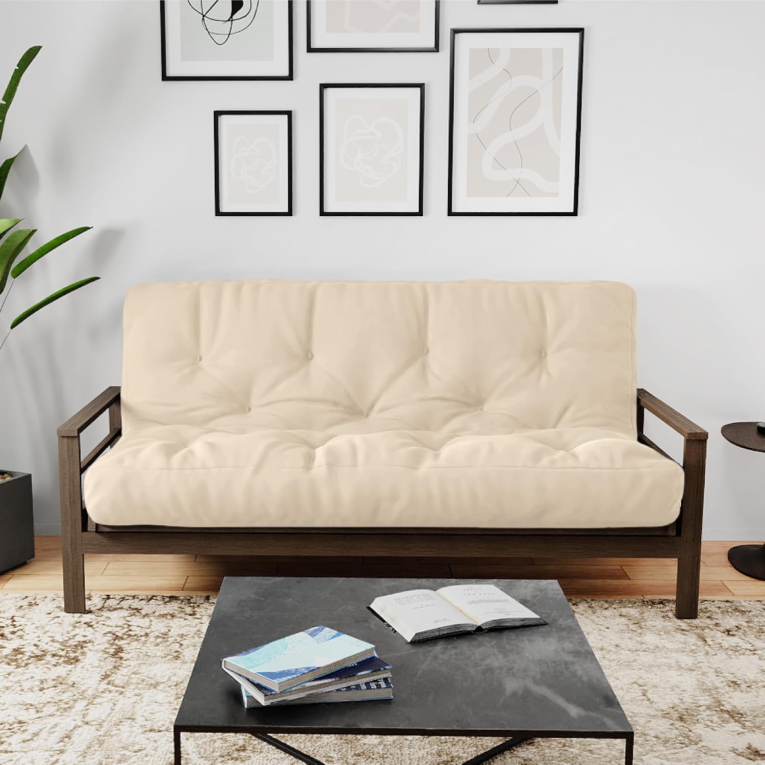 Royal Sleep Products by The Futon Factory 12 inch Foam Futon Mattress - Solid Black Fabric - Full Size - CertiPUR Certified Foams - Made in USA - (Frame not Included)