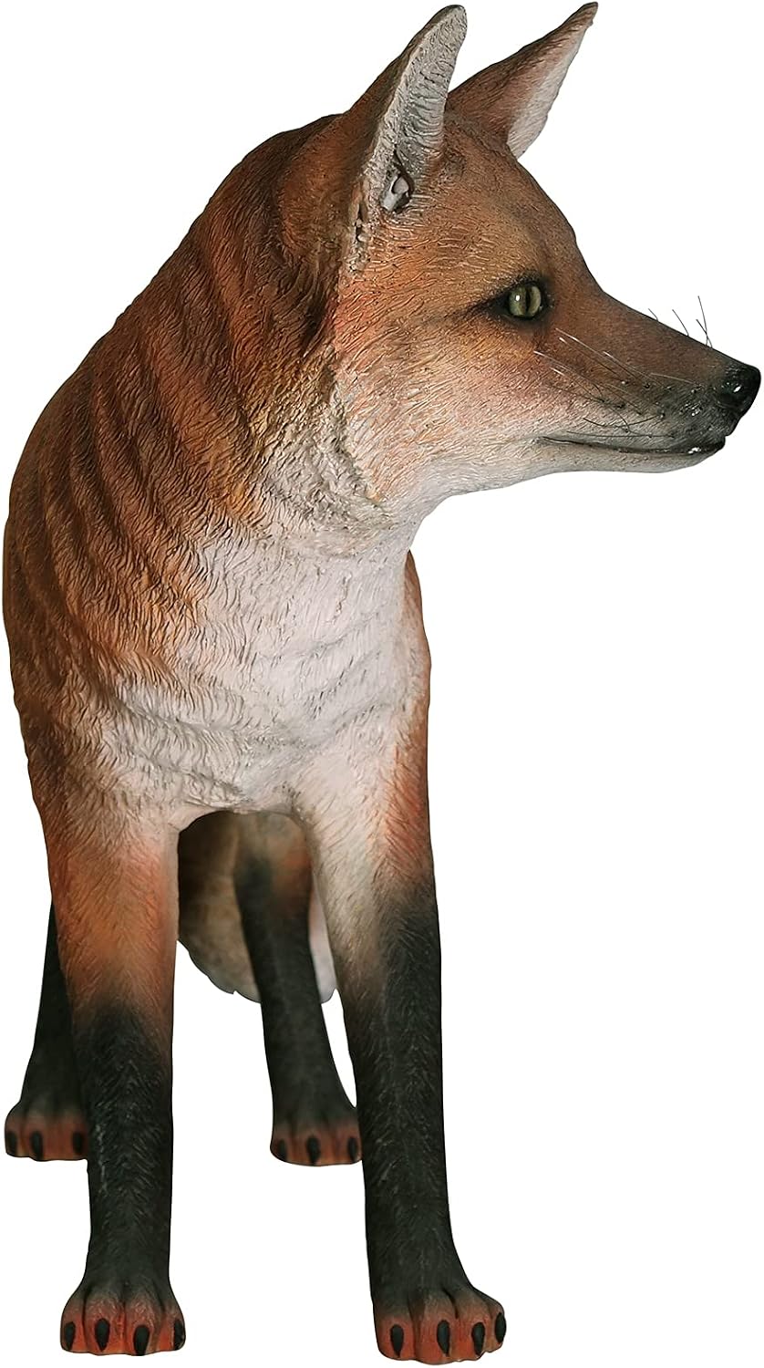 Design Toscano Simon The Woodland Fox Indoor/Outdoor Garden Statue for Patio, Pool or Lawn, 18 Inch Tall, Cast Stone Resin, Red Orange Paint