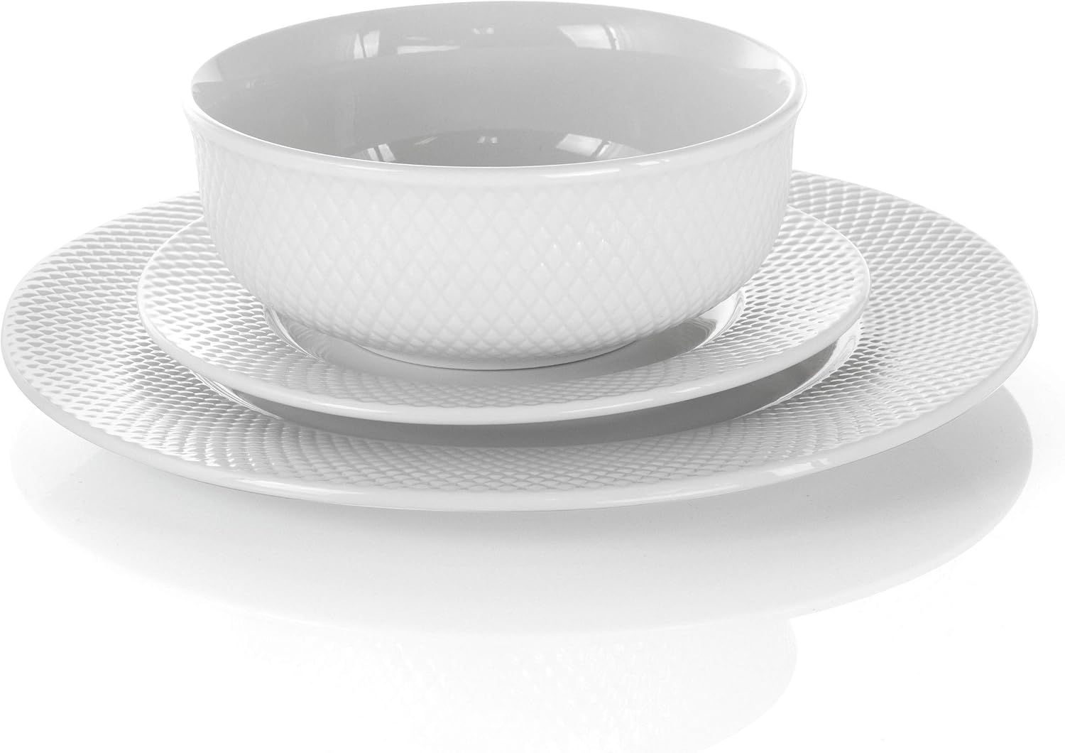 Elama White Porcelain Dish Dinnerware Set, 18 Piece, Newman
