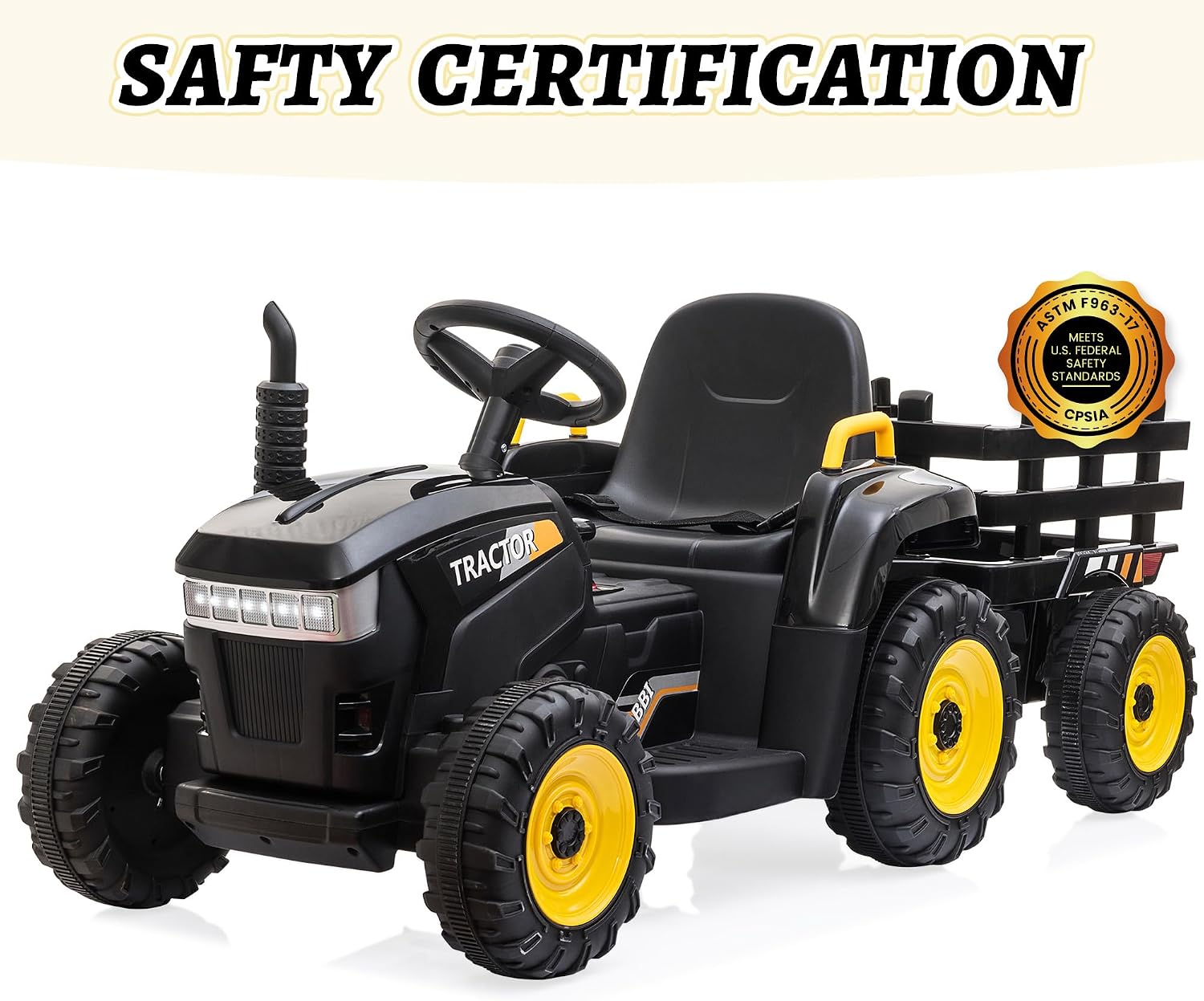 TOBBI Kids Electric Ride On Toy Tractor, Toddlers 12V Battery-Powered Car to Drive