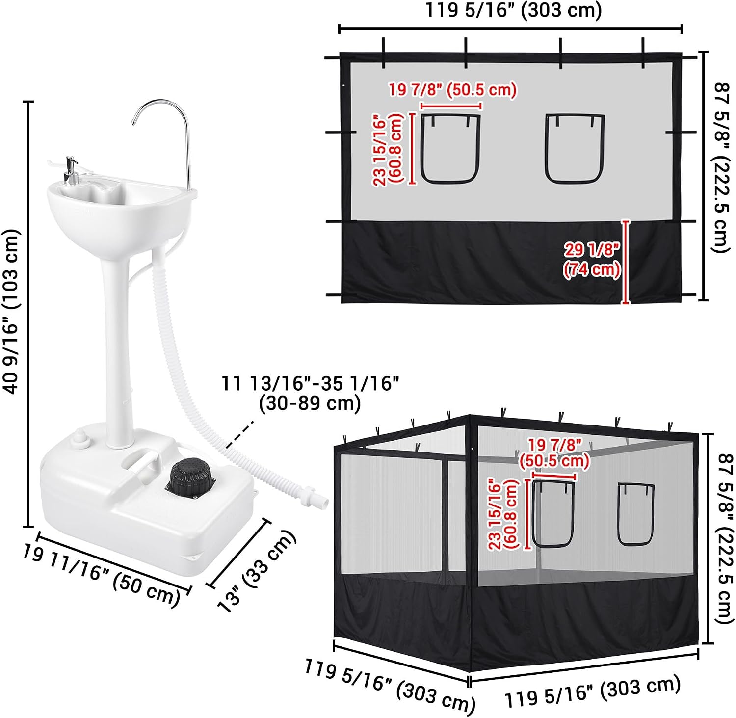 Yescom Pop Up Canopy Half Mesh Sidewall with Window 10x10Ft for Food Booth