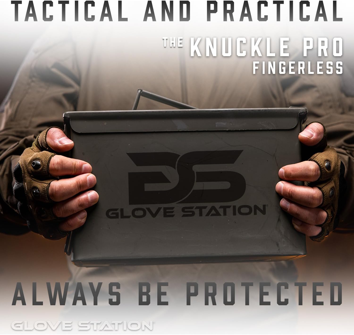 Glove Station Fingerless Knuckle Motorcycle Gloves, TACHK200