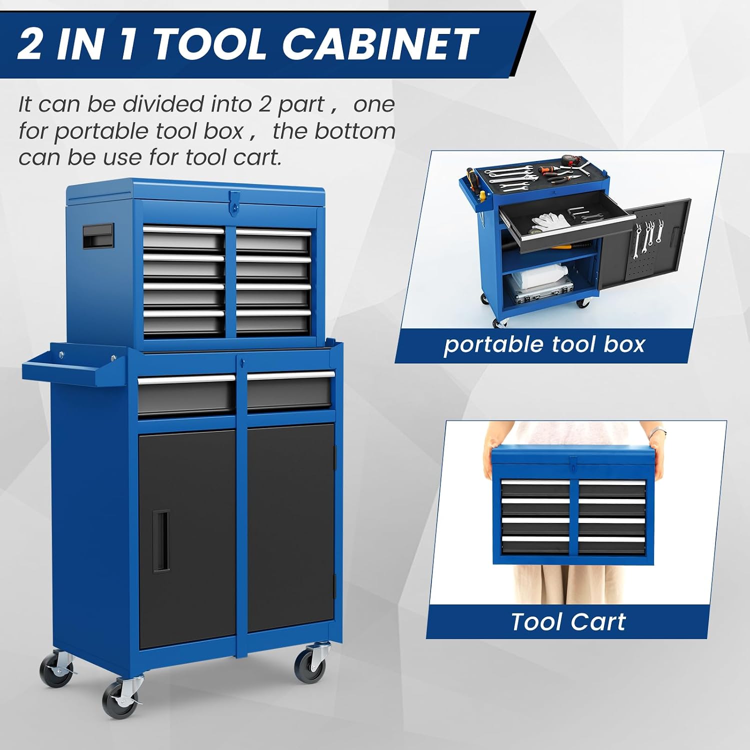 Goplus Rolling Tool Chest, 5-Drawer Tool Box Organizer w/Lockable Wheels & Sliding Drawers & Detachable Top & Adjustable Shelf, Tool Storage Cabinet for Garage Workshop (Red)
