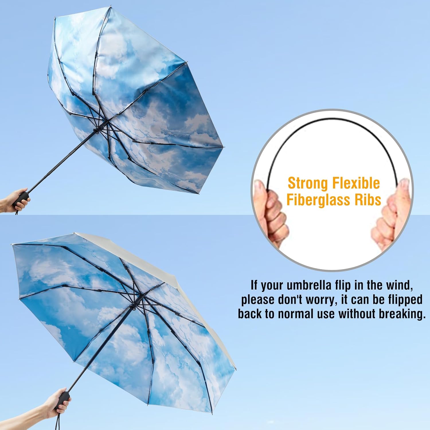 G4Free UPF 50+ UV Protection Travel Umbrella 42/46 Inch Auto Open Close
