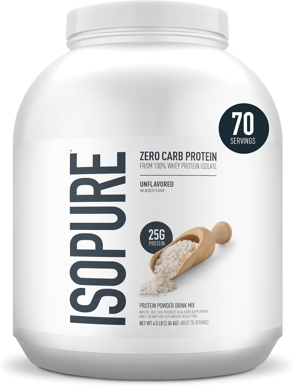 Isopure Zero Carb 100% Pure Whey Isolate Protein Powder, Gluten Free, with Vitamins, Unflavored, 25g Protein Per Serving, 3 lb | 25g Protein Per Serving, 100% Whey Protein Isolate, Gluten Free, with Added Vitamins for Immune Support & Muscle Recovery