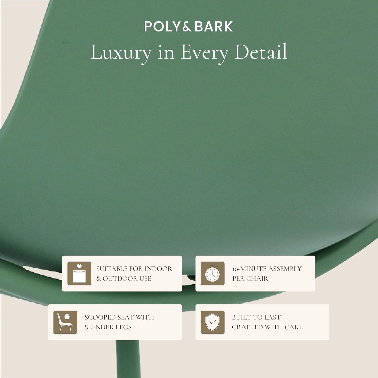 Poly & BARK Isla Modern Kitchen Chairs Set of 4 - Plastic Dining Chair with Metal Legs - Quick Assembly Simple Cafe Chairs Plastic for Indoor or