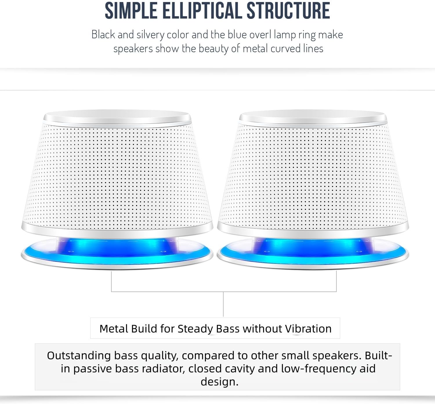 Sanyun SW102 Computer Speakers for Desktop PC Laptop, 2.0 USB Powered | Dual Passive Radiators, Punchy Bass, 3.5mm AUX for Audio, In-Line Volume Control, Plug and Play, Space-Saving (Pair, Black)