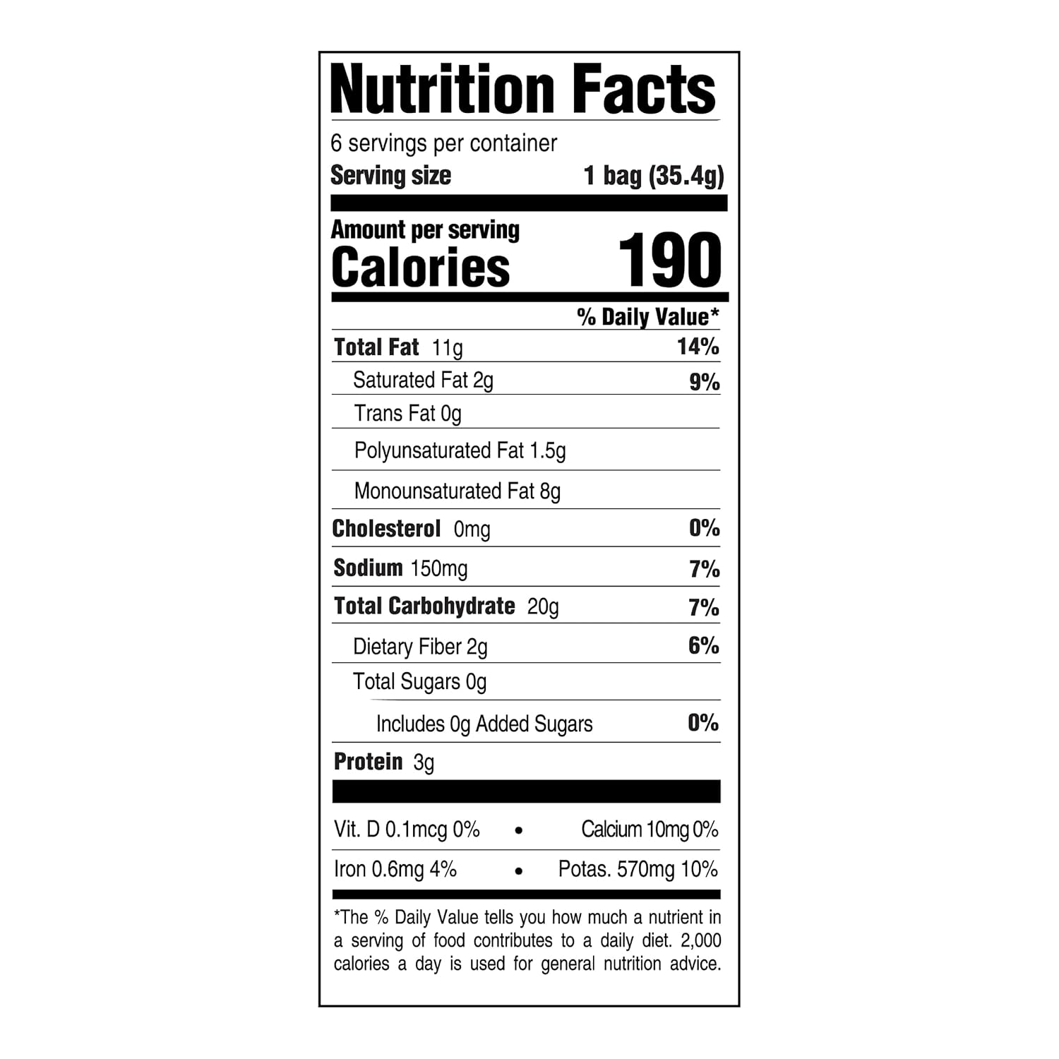 Boulder Canyon Avocado Oil Sea Salt Potato Chips 6 Count, 1.25 OZ