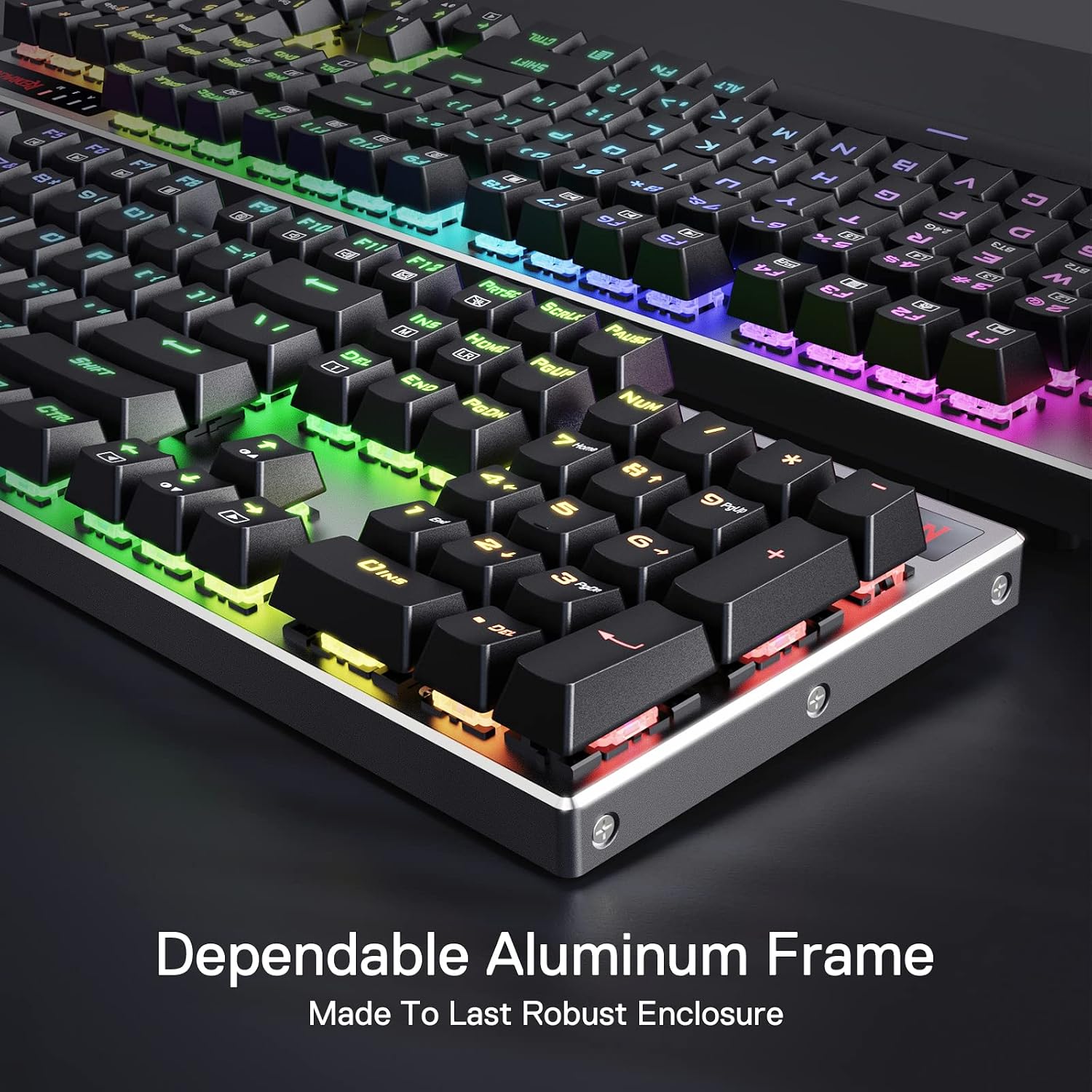 Redragon K556 Wired RGB Mechanical Gaming Keyboard, 104-Key Aluminum Board | Rock-Solid Metal Build, 20 Backlits Immersive ESports Vibe, Hot-swap Comfortable Tactile Brown Switch for Long-Time Typing