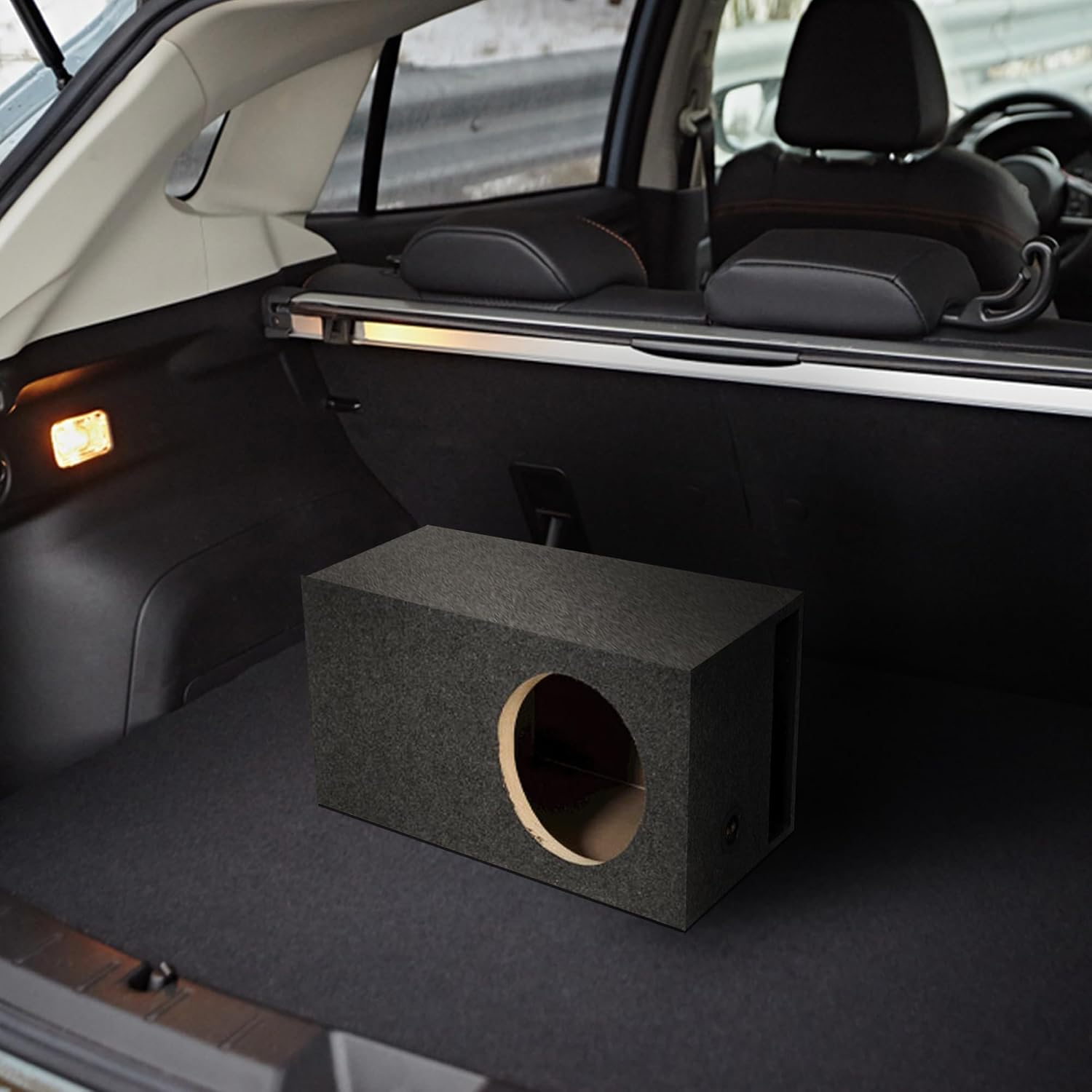 QPower 15 Inch Heavy-Duty Single Vented Carpet Covered Durable Car Audio Vehicle Subwoofer Enclosure Woofer Box, Charcoal Gray