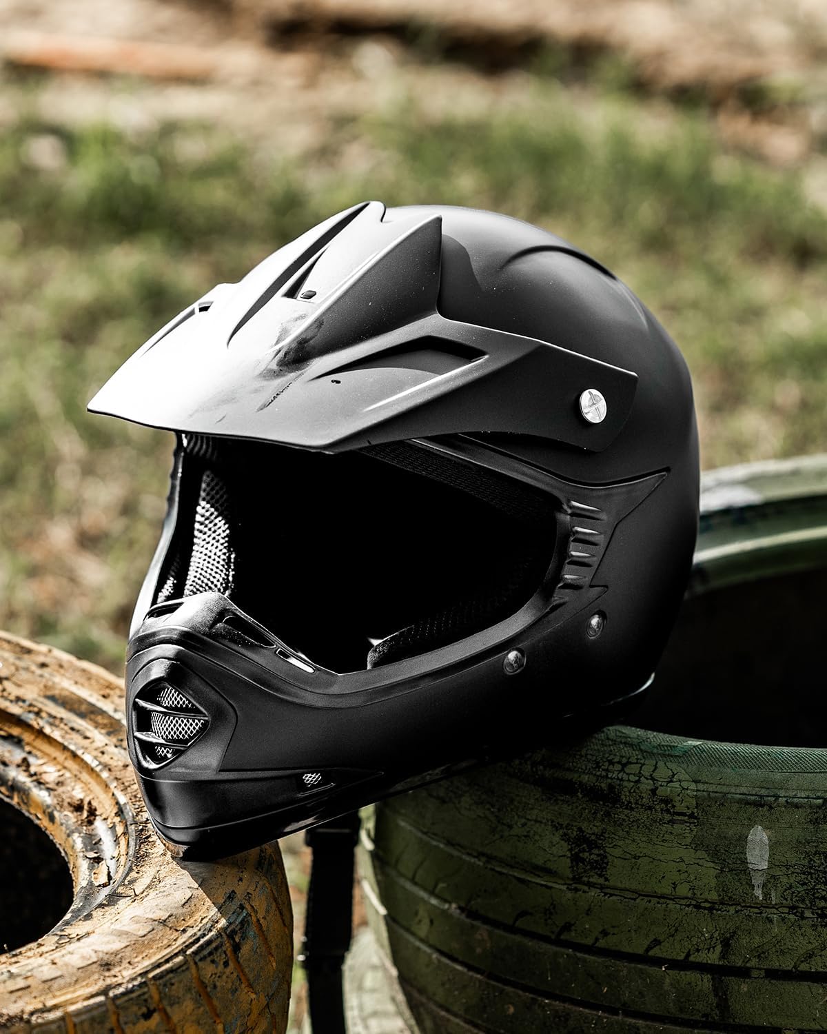 ILM Youth Kids ATV Motocross Helmet Goggles Sports Gloves Dirt Bike Motorcycle Off Road DOT Approved B07 (Youth-L, Matte Black)