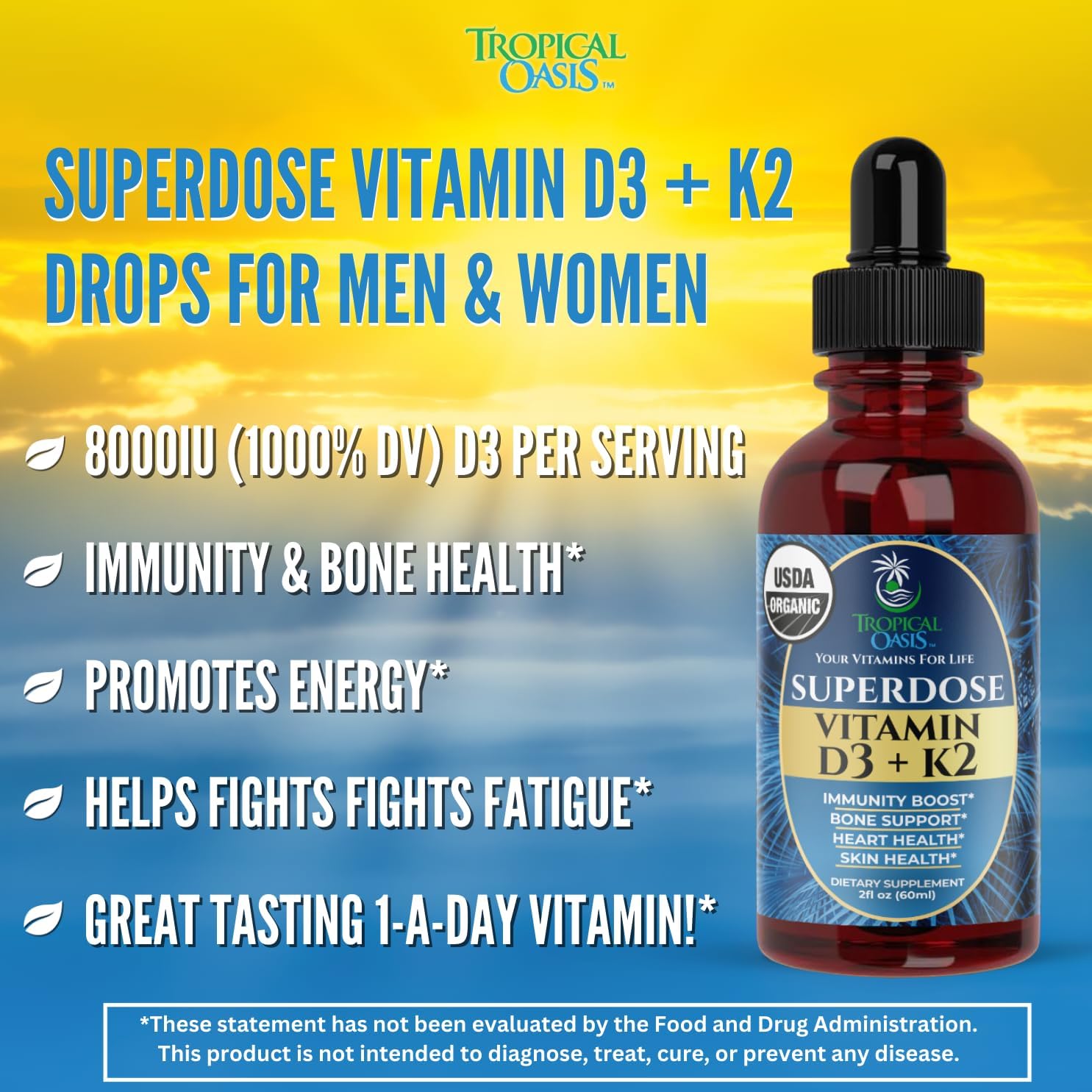 Tropical Oasis Adult Liquid Multivitamin -Liquid Multi-Vitamin and Mineral Supplement with 125 Total Nutrients Including; 85 Vitamins & Minerals, 23 Amino Acids, and 18 Herbs - 16 fl oz, 32 serv