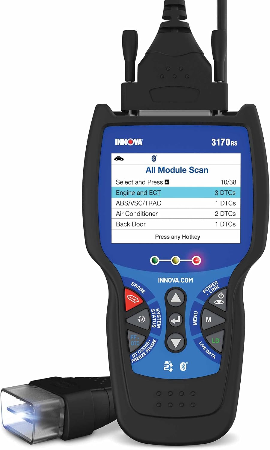 INNOVA 3170RS OBD1 & OBD2 Scanner, ABS Bleeder Scan Tool, OBD2 Diagnostic, Caliper Service, Brake Pad Life, Read/Erase ABS/SRS Codes, Reset Oil Light