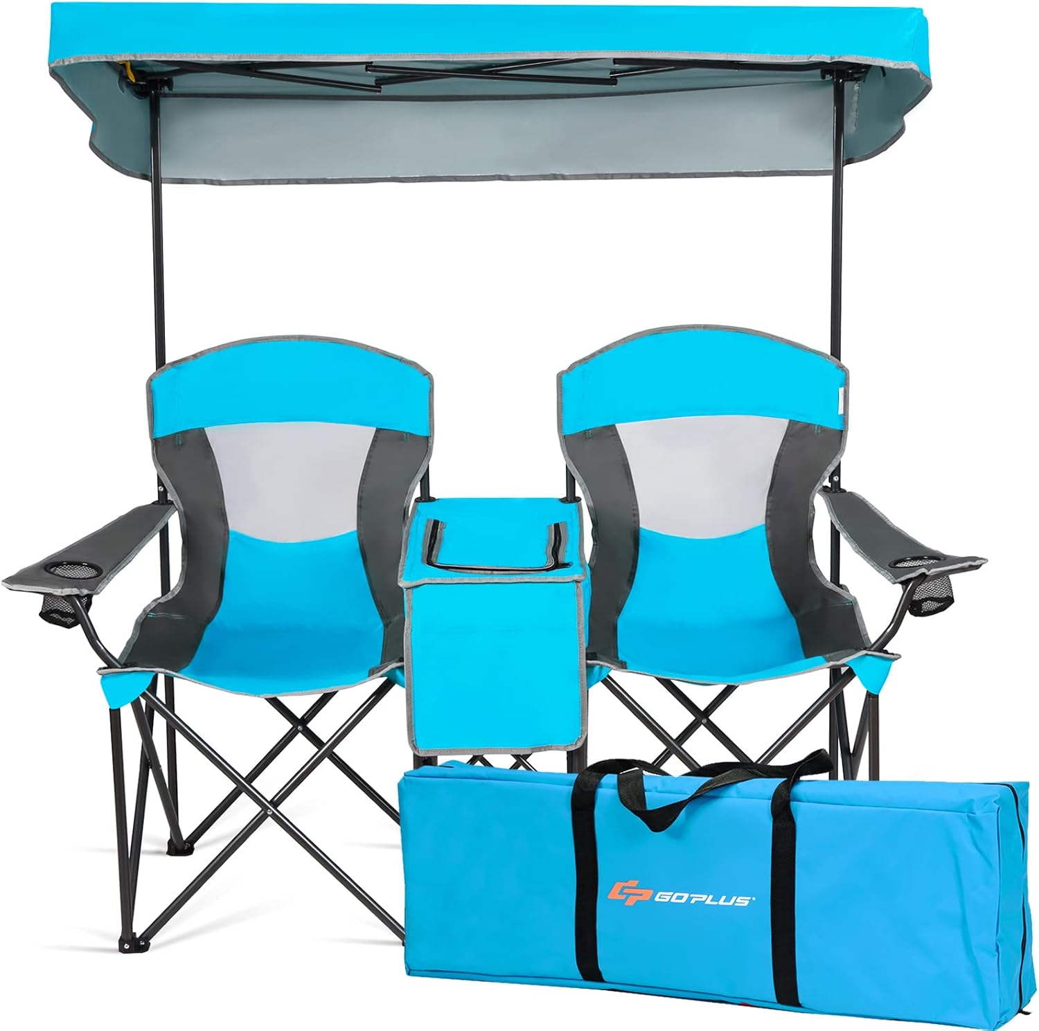 Goplus Double Beach Chair with Canopy Shade