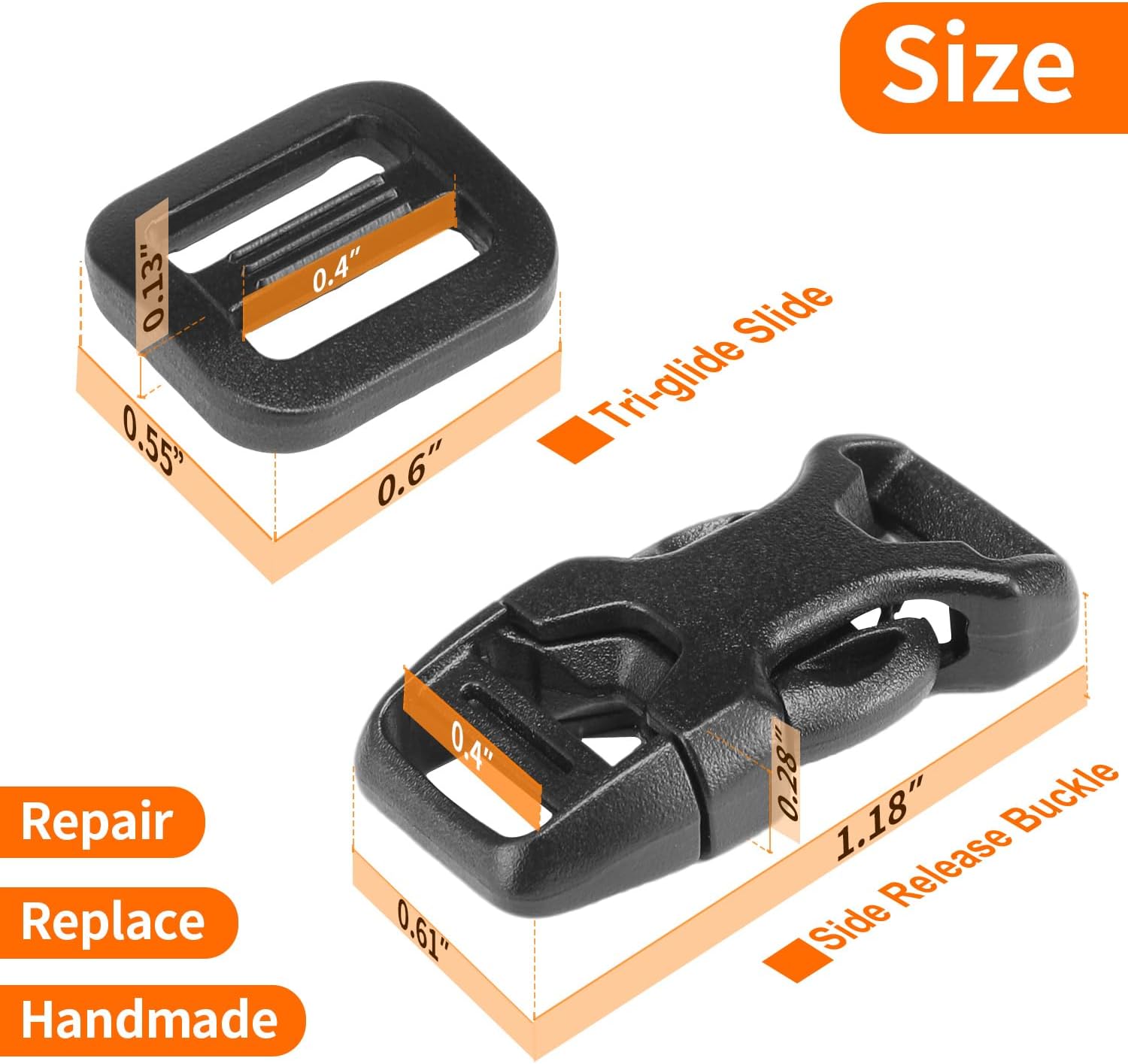 BEYOURD Buckles and Straps Set 1": 6 Yards of Thick Nylon Webbing, 6-Pack Heavy Duty Adjustable Quick Side Release Plastic Buckles