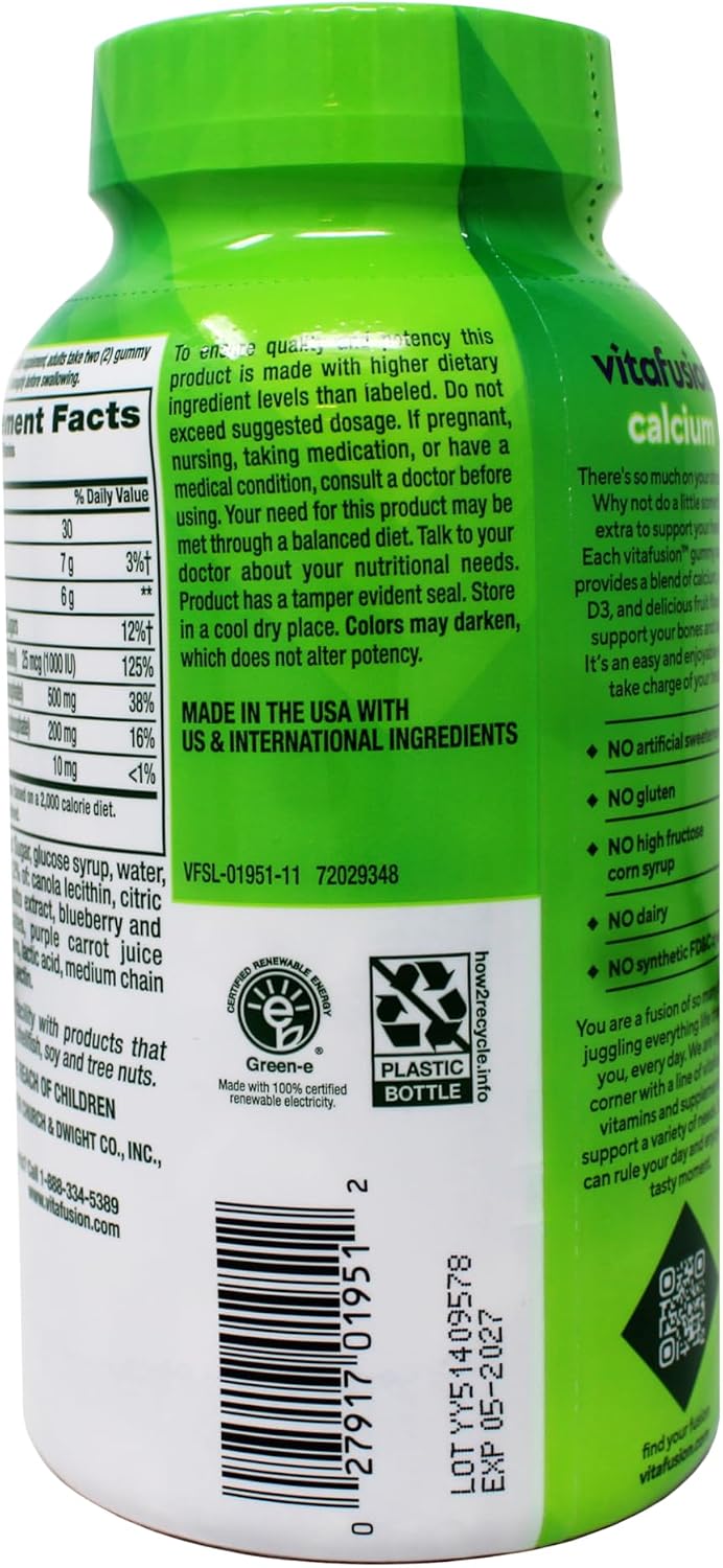 Vitafusion Gummies Calcium with Vitamin D3, 100 Count, Pack of 2