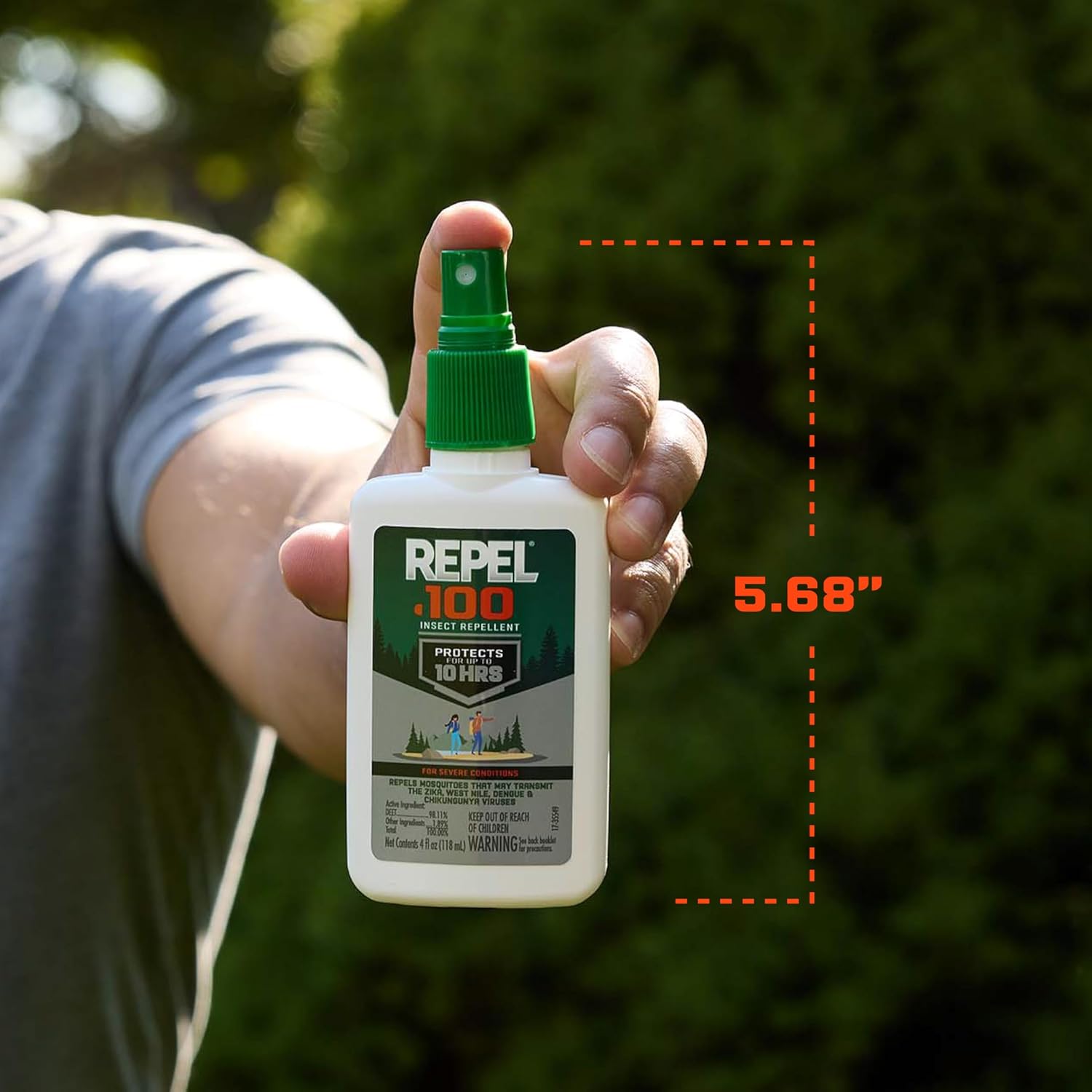 Repel 100 Insect Repellent, 4 Ounces, with DEET, 10-Hour Protection Long-Lasting Insect Repellent Pump Spray Repels Mosquitoes, Ticks, Gnats