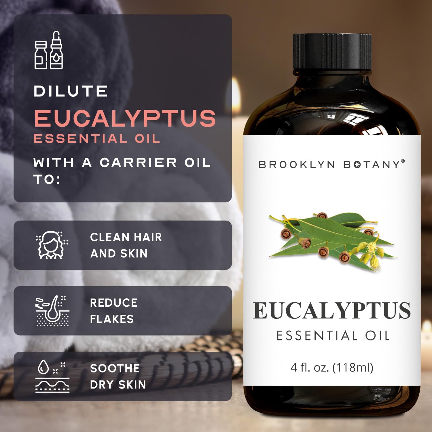 Brooklyn Botany Peppermint Essential Oil - Huge 4 Fl Oz - 100% Pure and Natural - Premium Grade with Dropper - for Aromatherapy and Diffuser