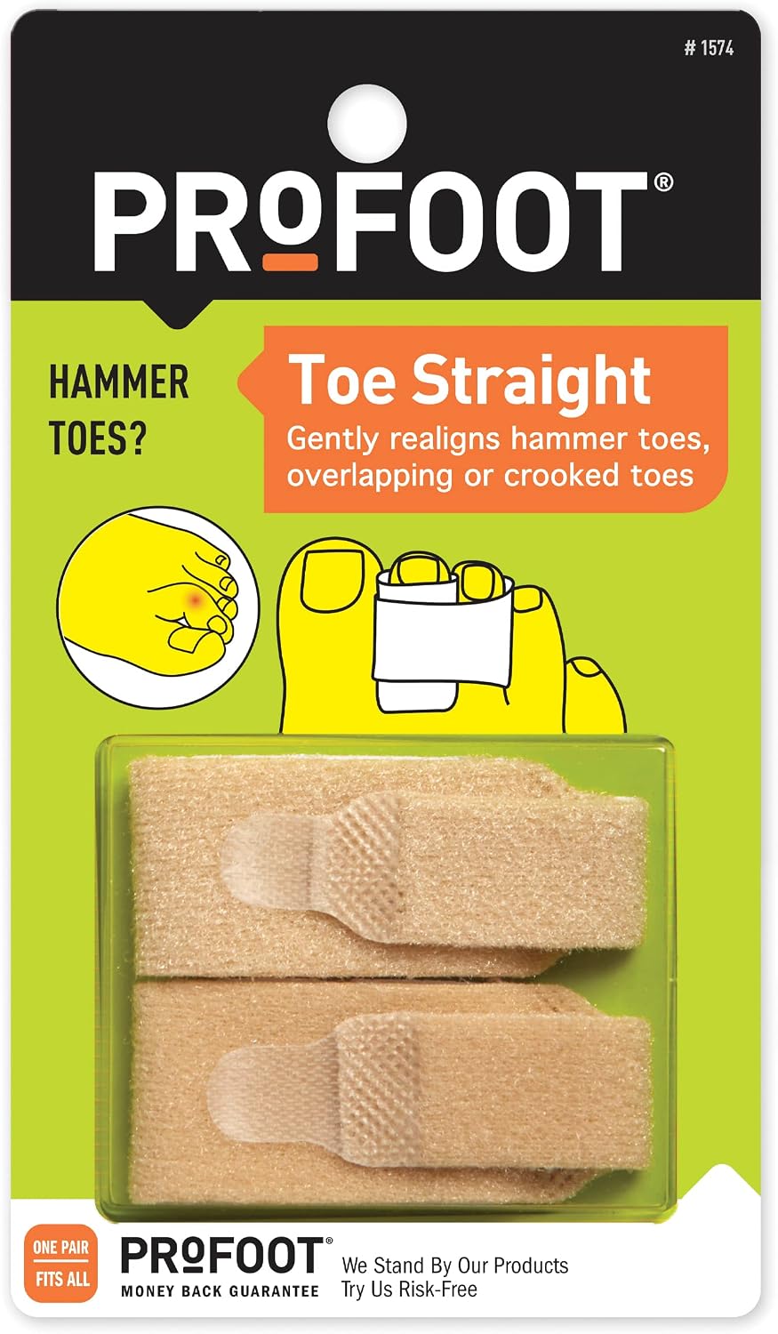 PROFOOT Toe Straight Hammertoe Wrap, Toe Straightener to Realign Overlapping or Crooked Toes, Hammer Toe Corrector for Women & Men, Non-Bulky