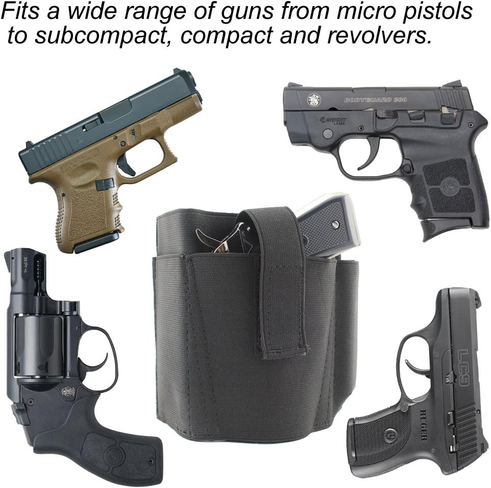 Ankle Holster with 2 Mag Pouches for Concealed Carry Pistol Holster | Compatible with G42, 43, 36, 26, Ruger LCP, LC9, and Similar Subcompact Guns