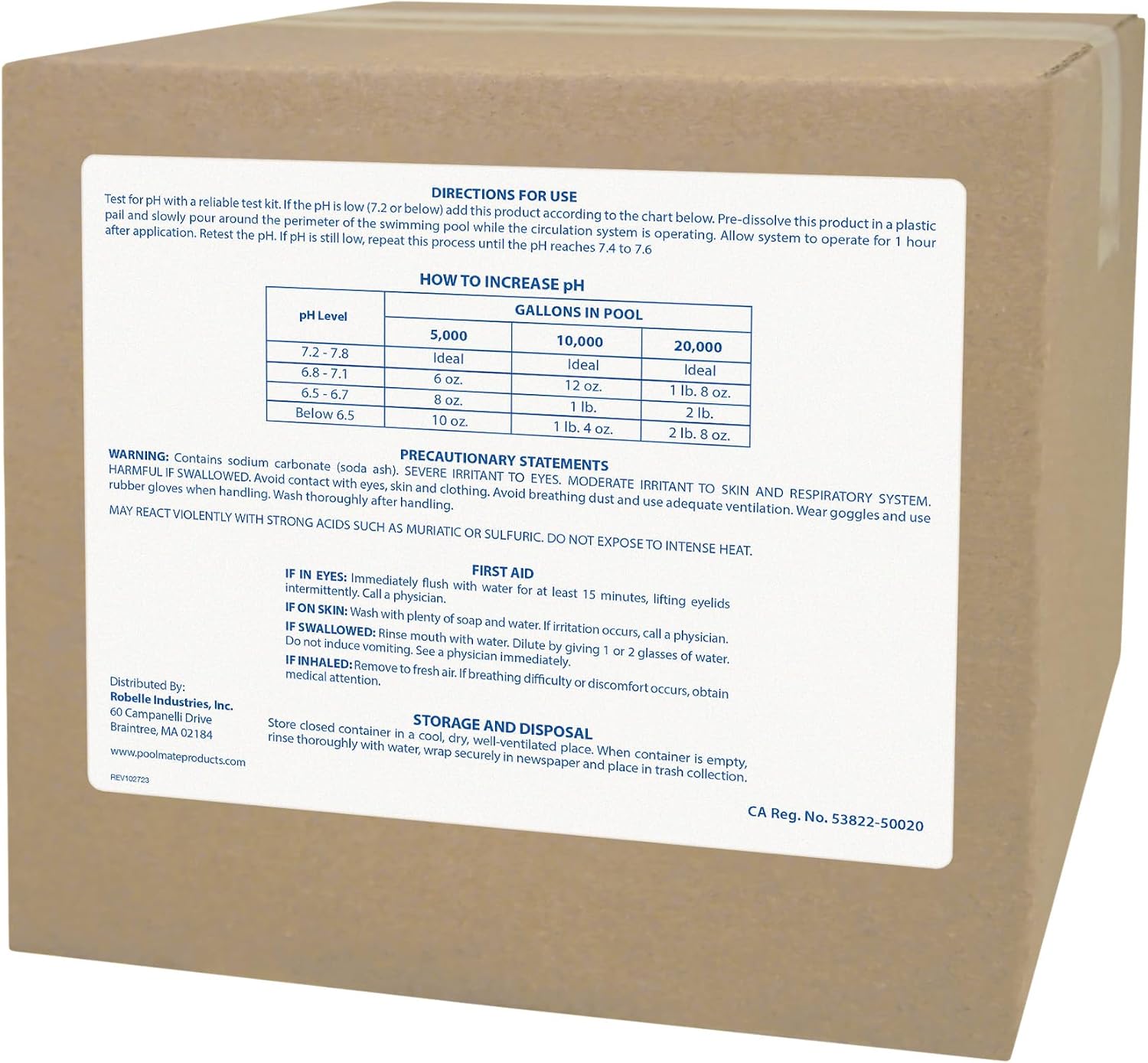 Pool Mate 25-Pounds Premium pH Up for Swimming Pools | 100% Sodium Carbonate, Raises pH, pH Increaser, Easy To Use, Works Fast
