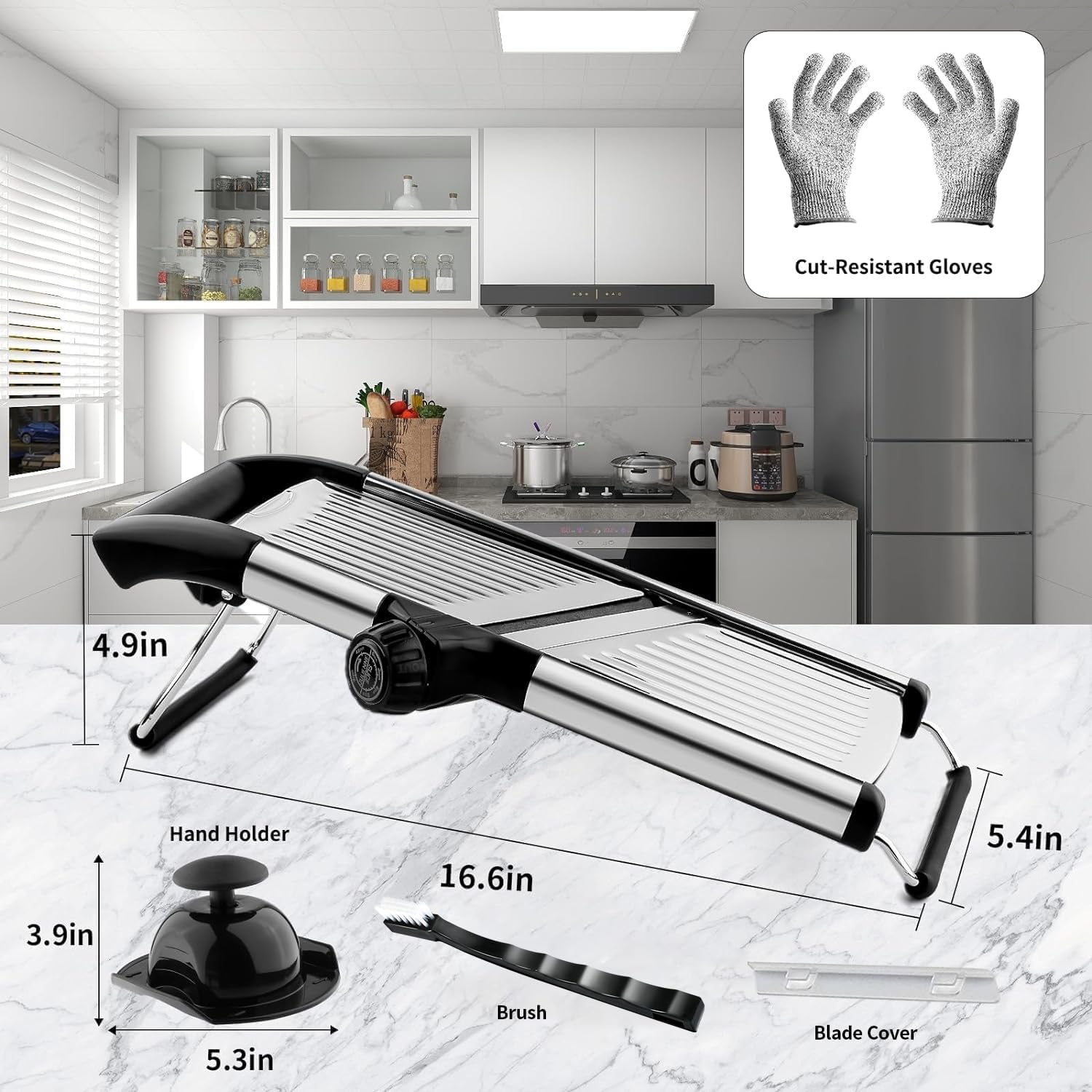 VEKAYA Mandoline Slicer, Mandoline Slicer for Kitchen, Adjustable Mandolin, Stainless Steel Mandoline, Vegetable Slicer, Potato, Onion, Cucumber
