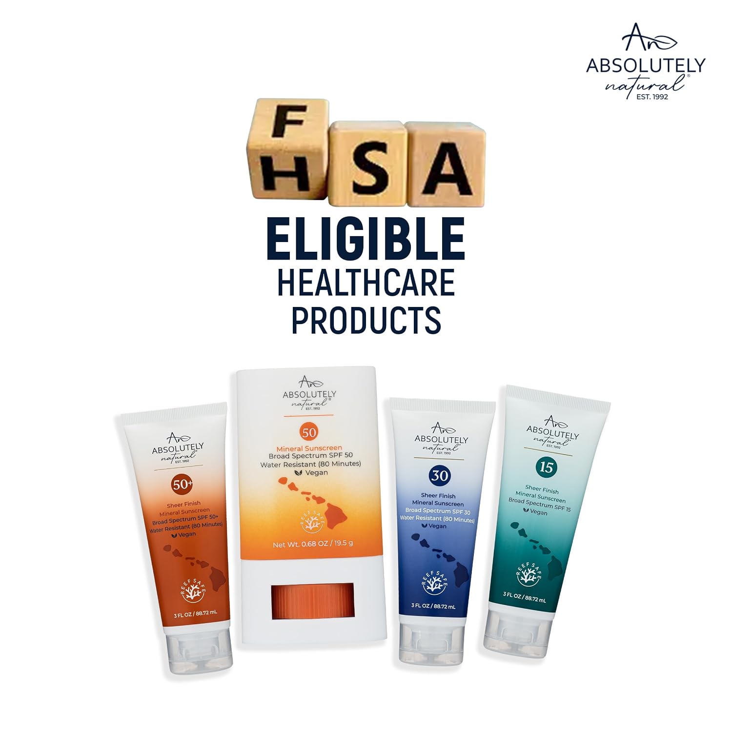 Absolutely Natural - SPF 15 Mineral Sunscreen - Broad Spectrum Water Resistant Moisturizer Lotion For Body & Face - With Non-Nano Zinc Oxide, Vitamin E, & Antioxidants - Made in USA, 3 Oz