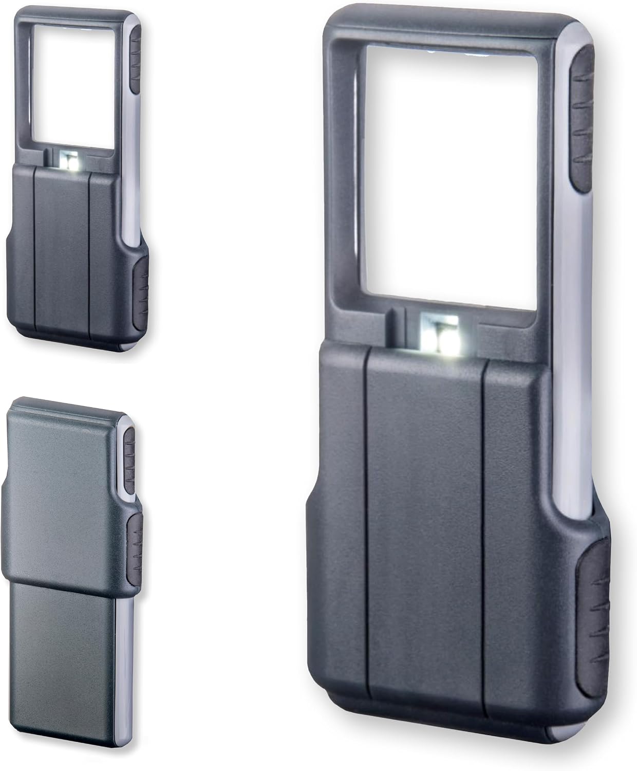 Carson MiniBrite 3x Power LED Lighted Slide Out Magnifier with Protective Sleeve (PO-25), gray