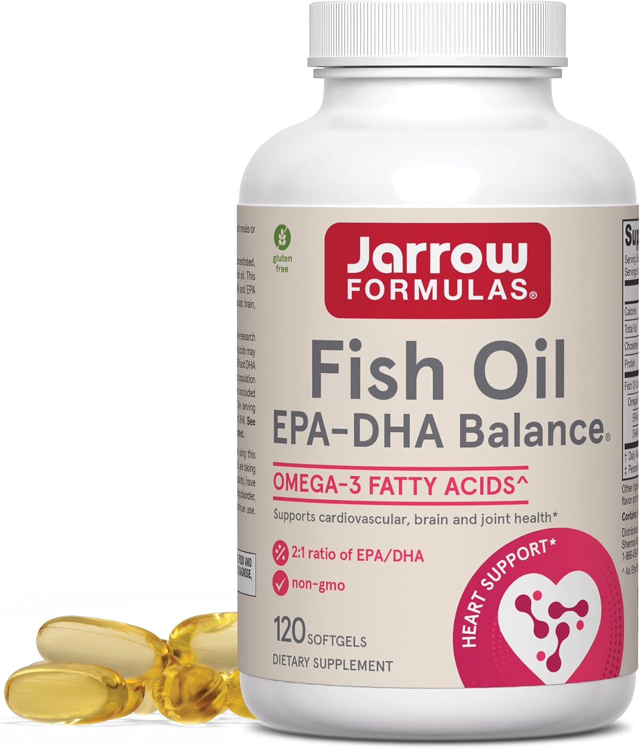 Jarrow Formulas EPA-DHA Balance, 1,200 mg Omega-3 Fatty Acids for Cardiovascular Support, 240 Softgels, 120 Day Supply